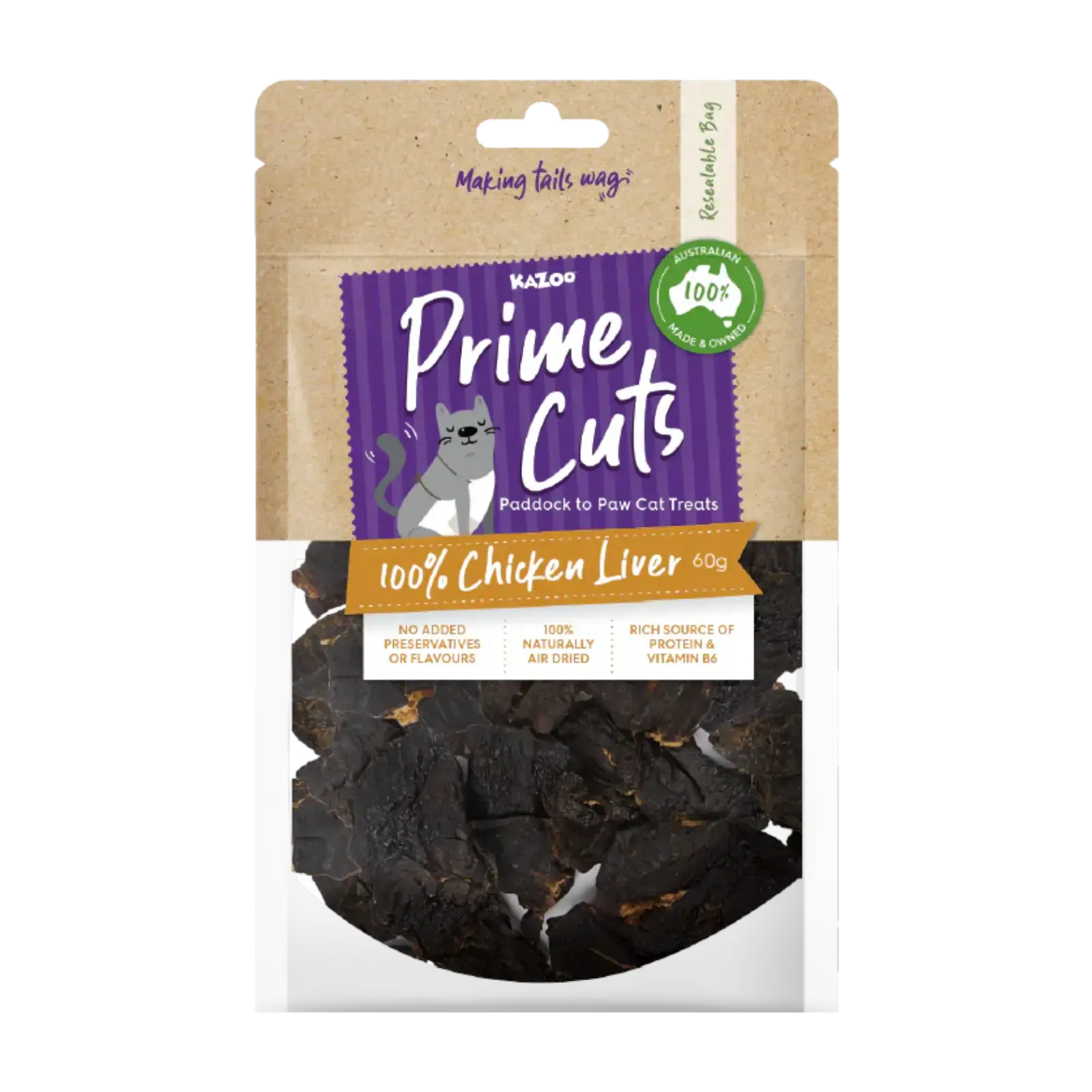 Kazoo Prime Cuts Chicken Liver 60g For Cats Prime Cuts