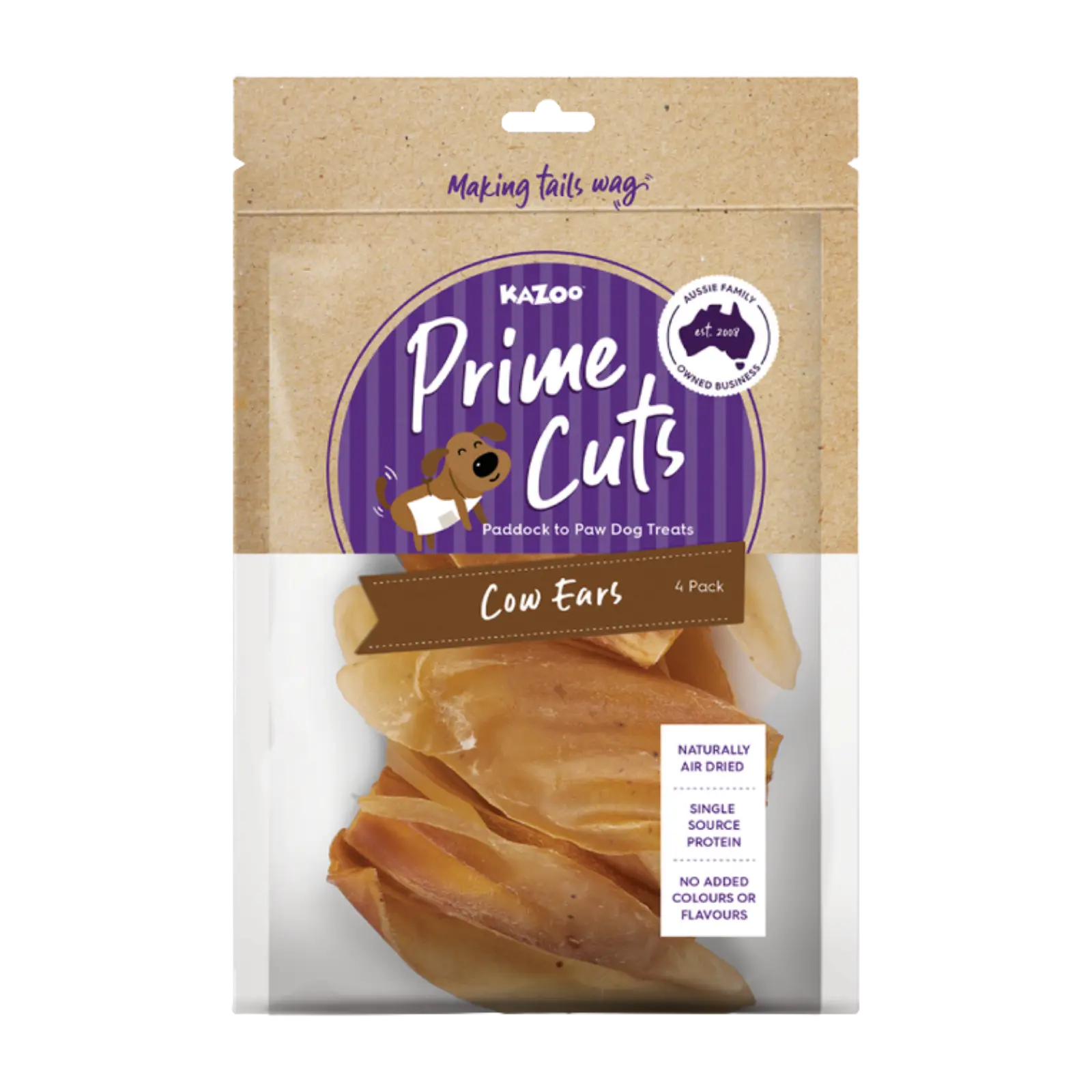 Kazoo Prime Cuts Cow Ears Dog Treats Prime Cuts