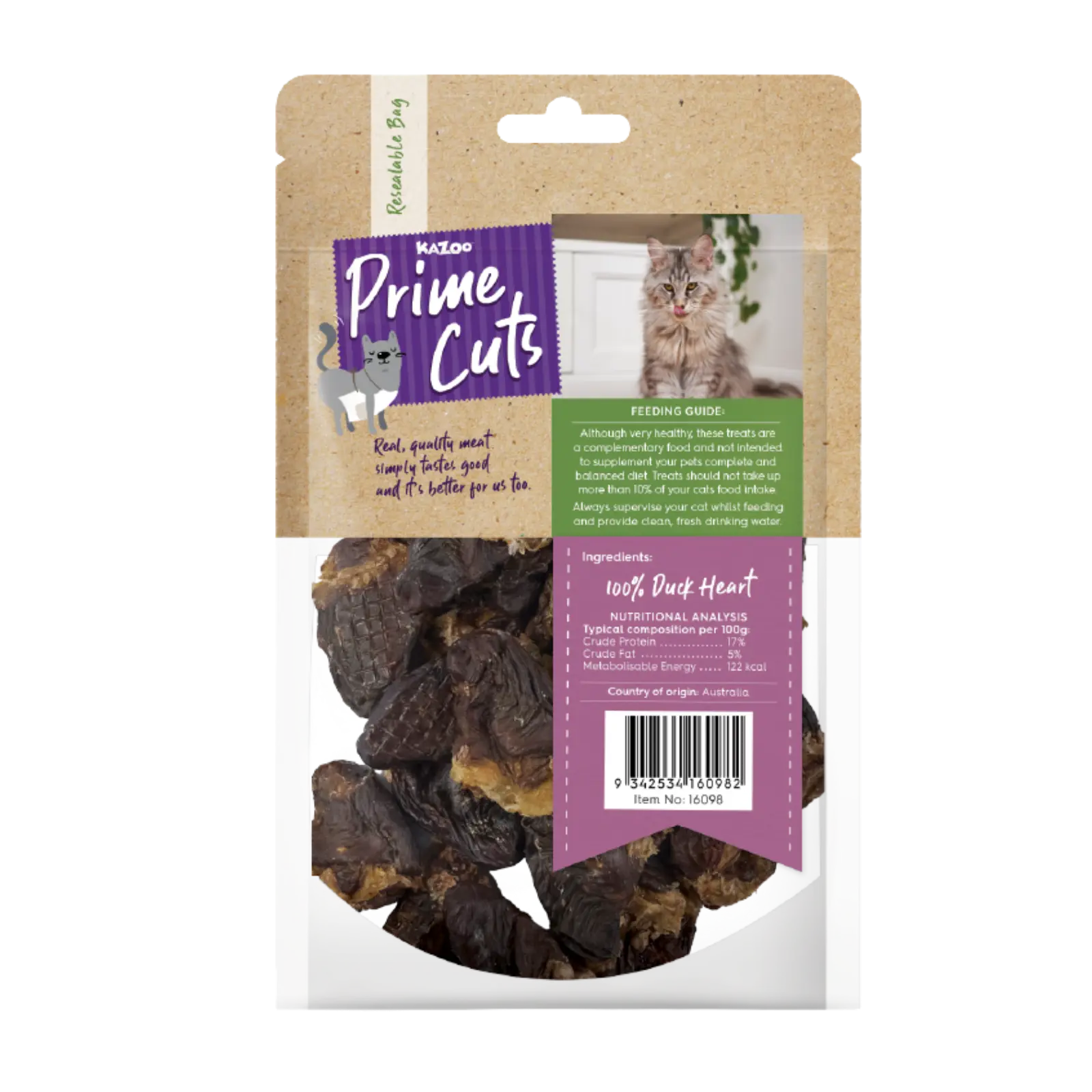 Kazoo Prime Cuts Duck Heart 60g For Cats Prime Cuts