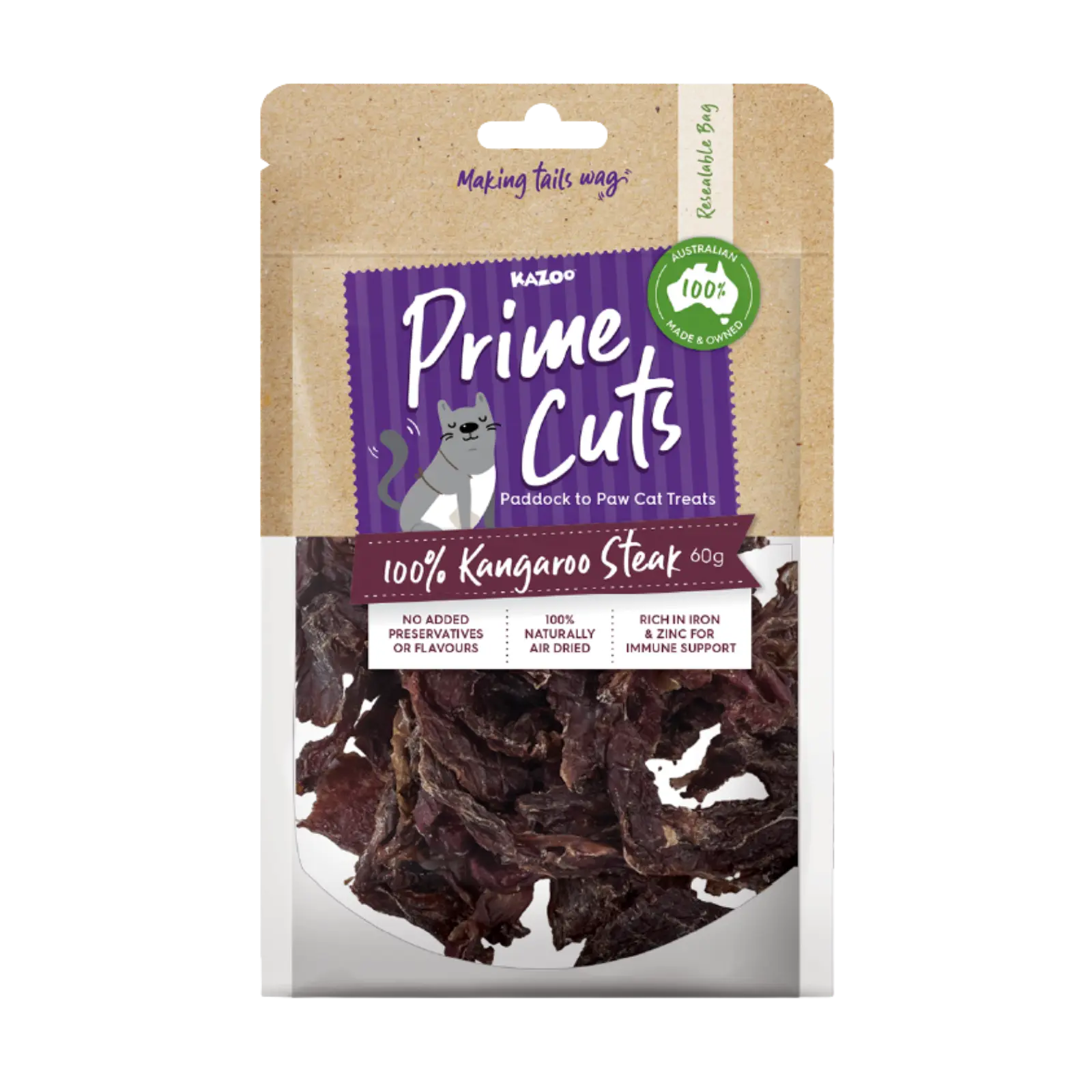 Kazoo Prime Cuts Kangaroo Steak 60g For Cats Prime Cuts