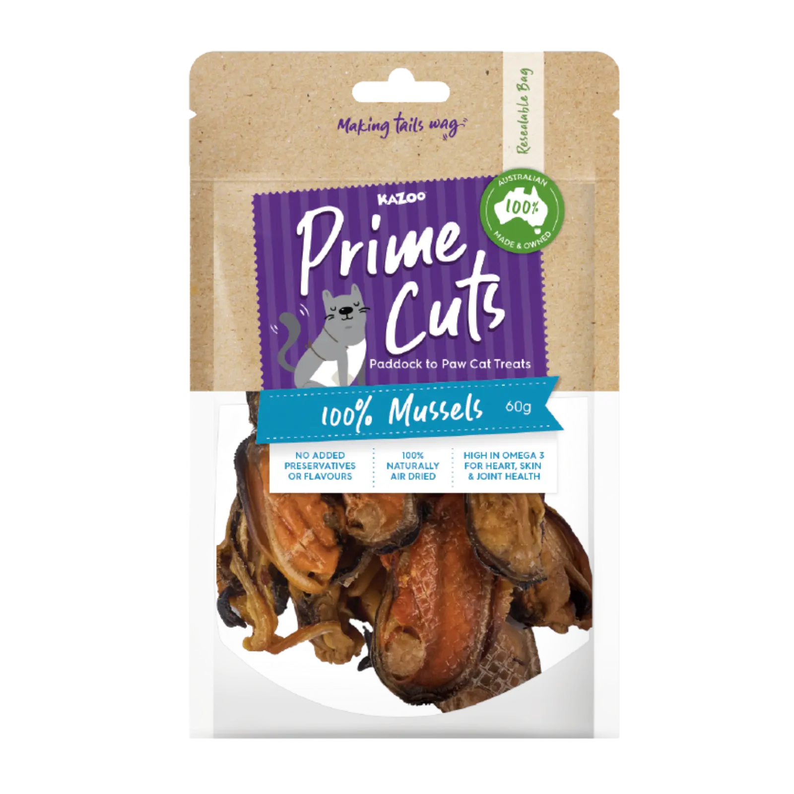 Kazoo Prime Cuts Mussels 60g For Cats Prime Cuts