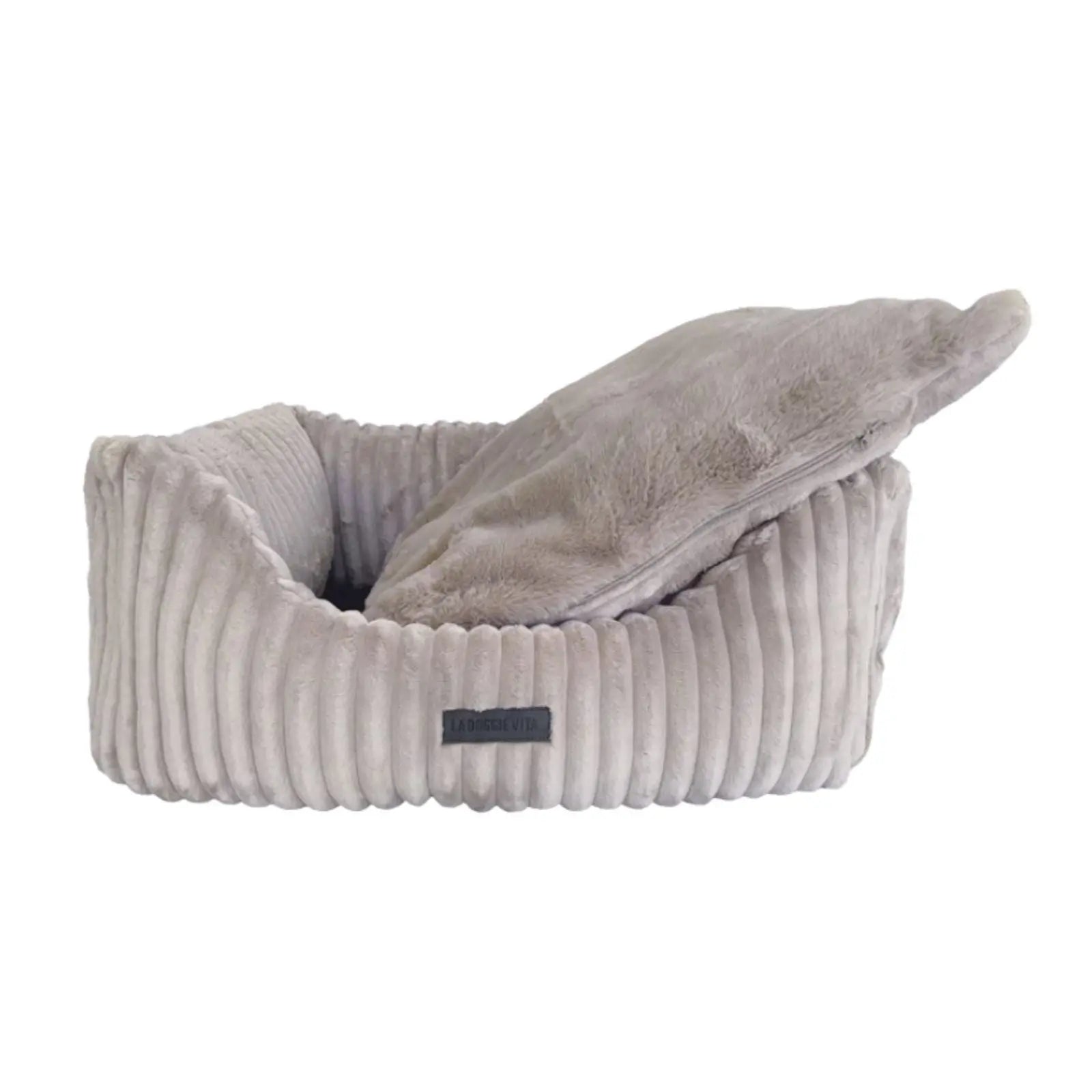 La Doggie Vita Low Front Velour Corduroy Mousse Bolster Dog Bed La Doggie Vita