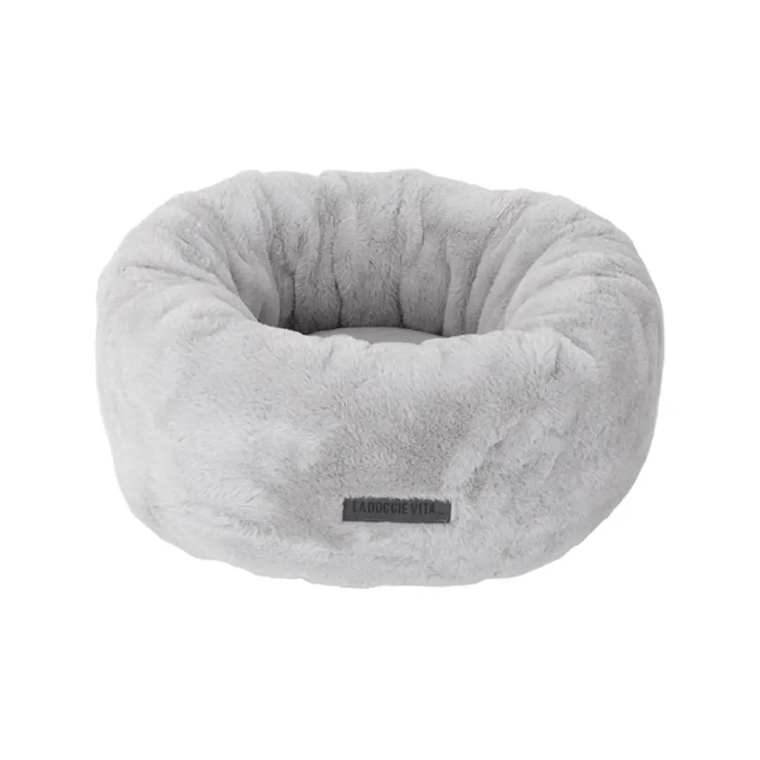 La Doggie Vita Silver Plush Donut Dog Bed - Kellyville Pets