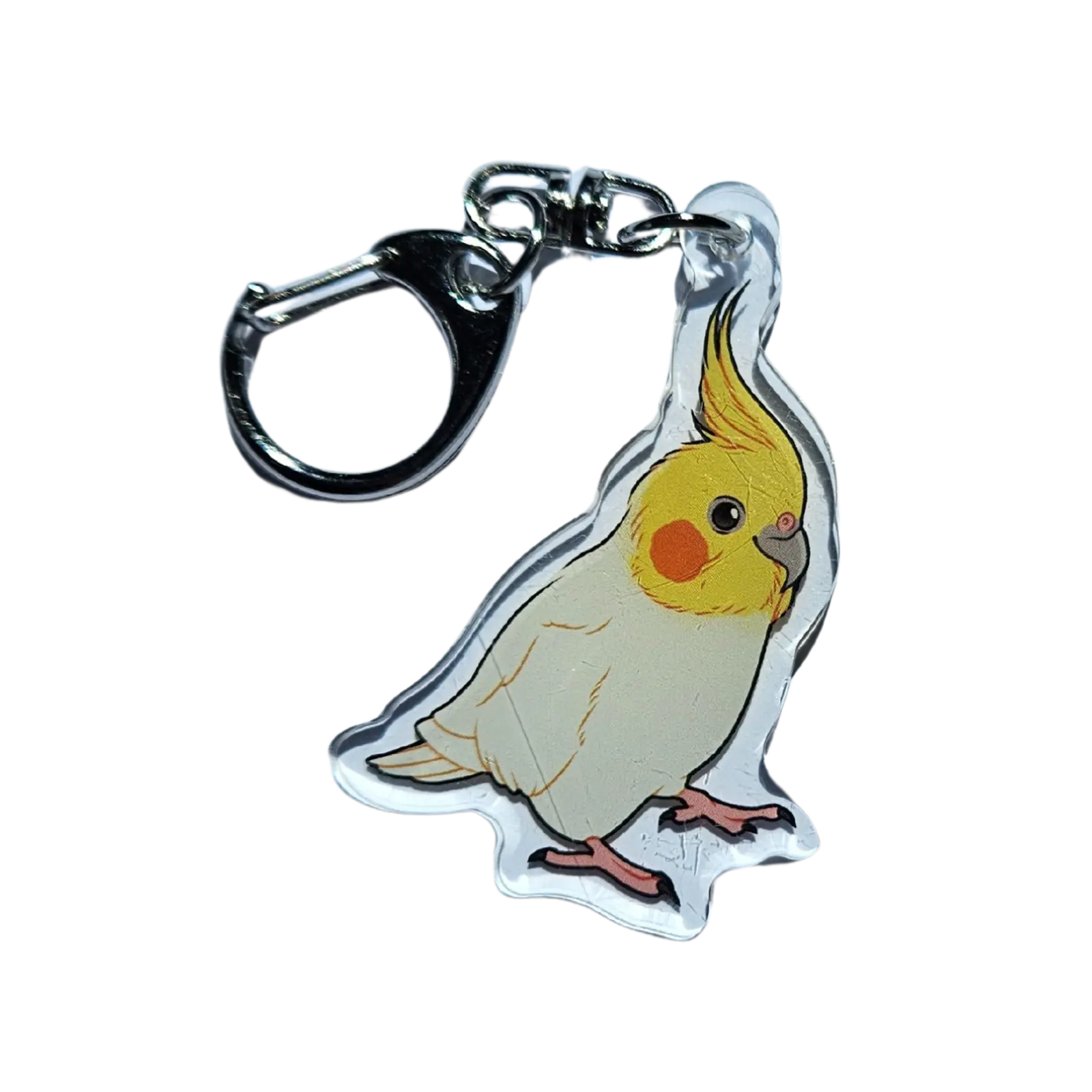 Lutino Cockatiel Acrylic Keychain Hecko Gecko