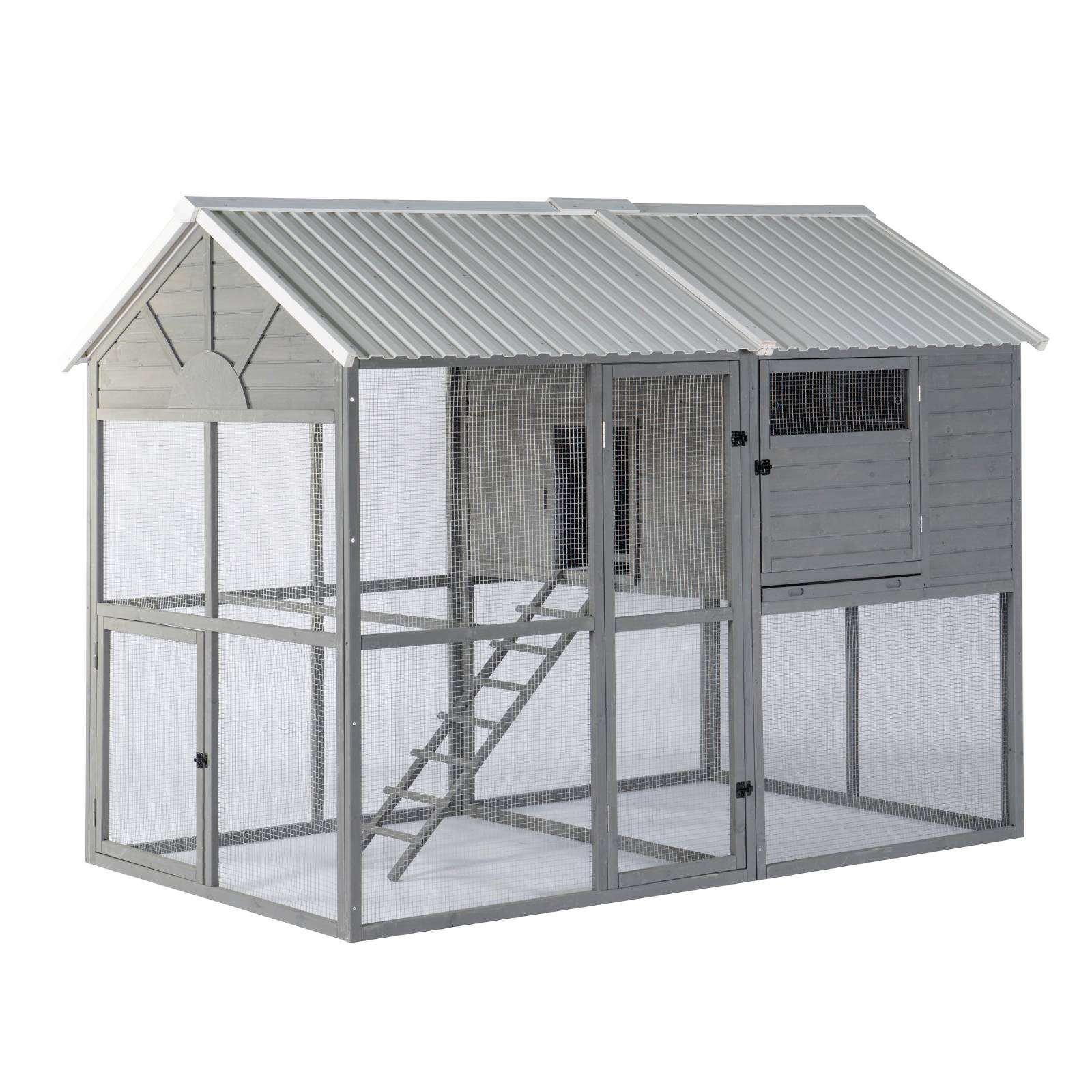 KPets Outdoor Chicken Wood & Metal Coop - Mansion