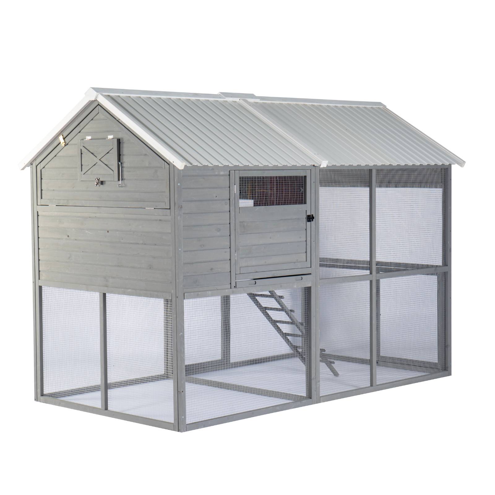 KPets Outdoor Chicken Wood & Metal Coop - Mansion