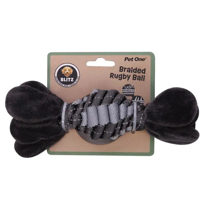 Pet One Blitz Braided Rugby Ball Dog Toy Pet One
