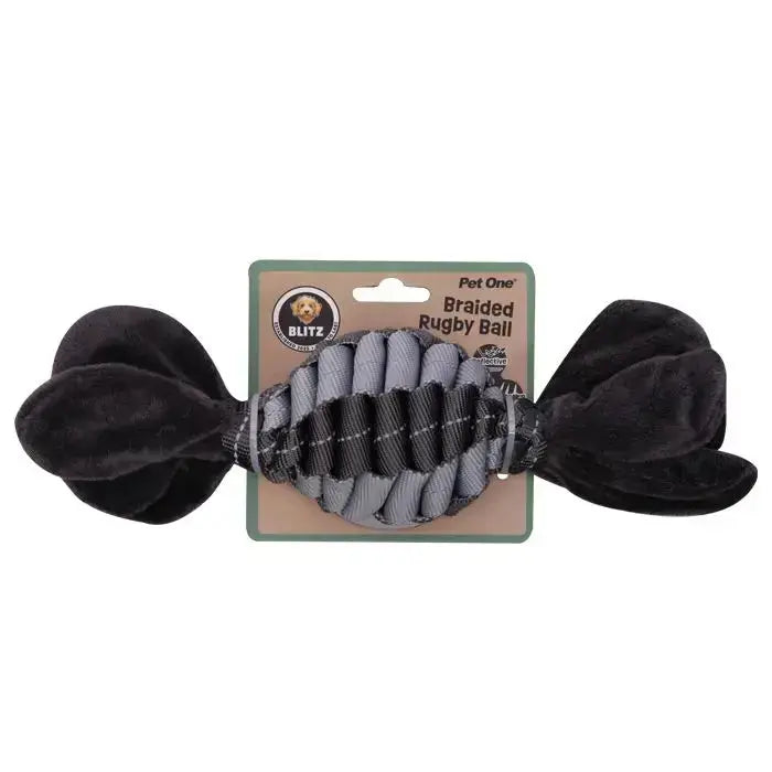 Pet One Blitz Braided Rugby Ball Dog Toy Pet One