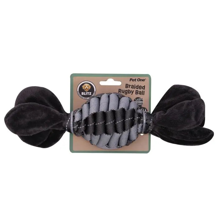 Pet One Blitz Braided Rugby Ball Dog Toy Pet One