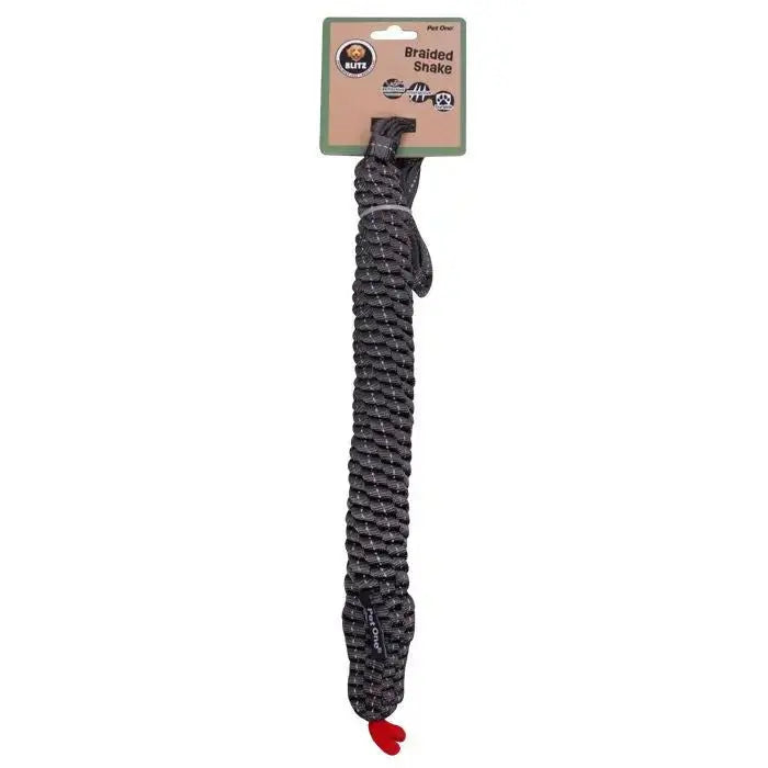 Pet One Blitz Braided Snake Dog Toy - Grey Pet One