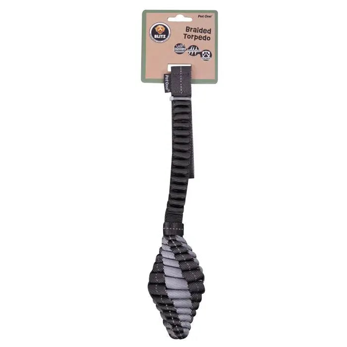 Pet One Blitz Braided Torpedo Dog Toy - Grey Pet One