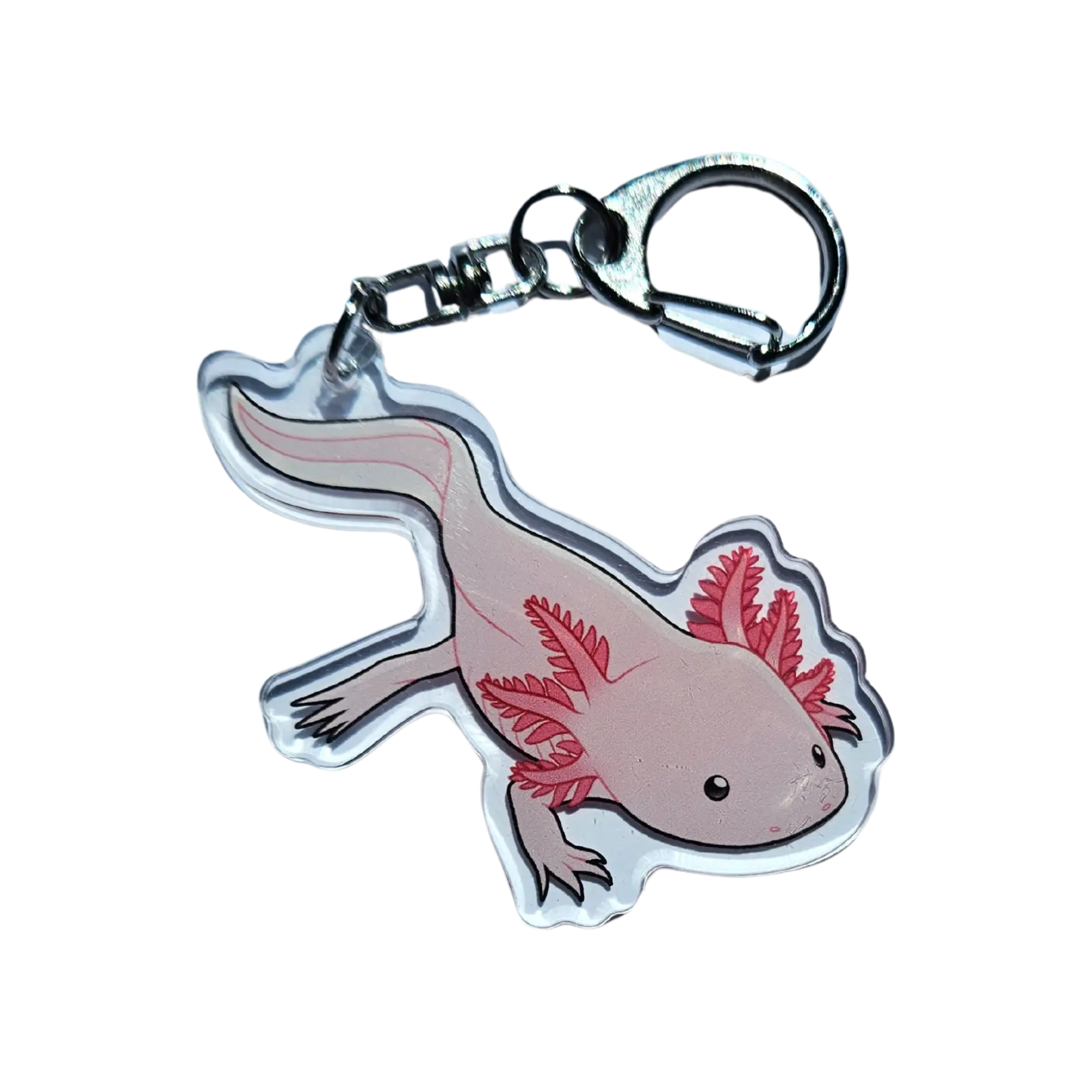 Pink Axolotl Acrylic Keychain Hecko Gecko