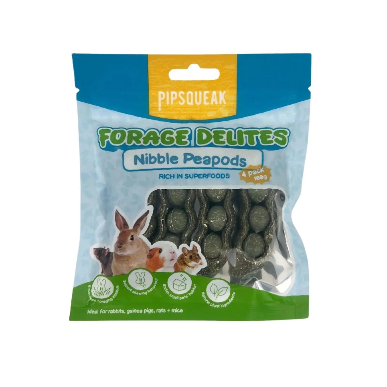 Pipsqueak Forage Delites Nibble Peapods 4 pack PipSqueak