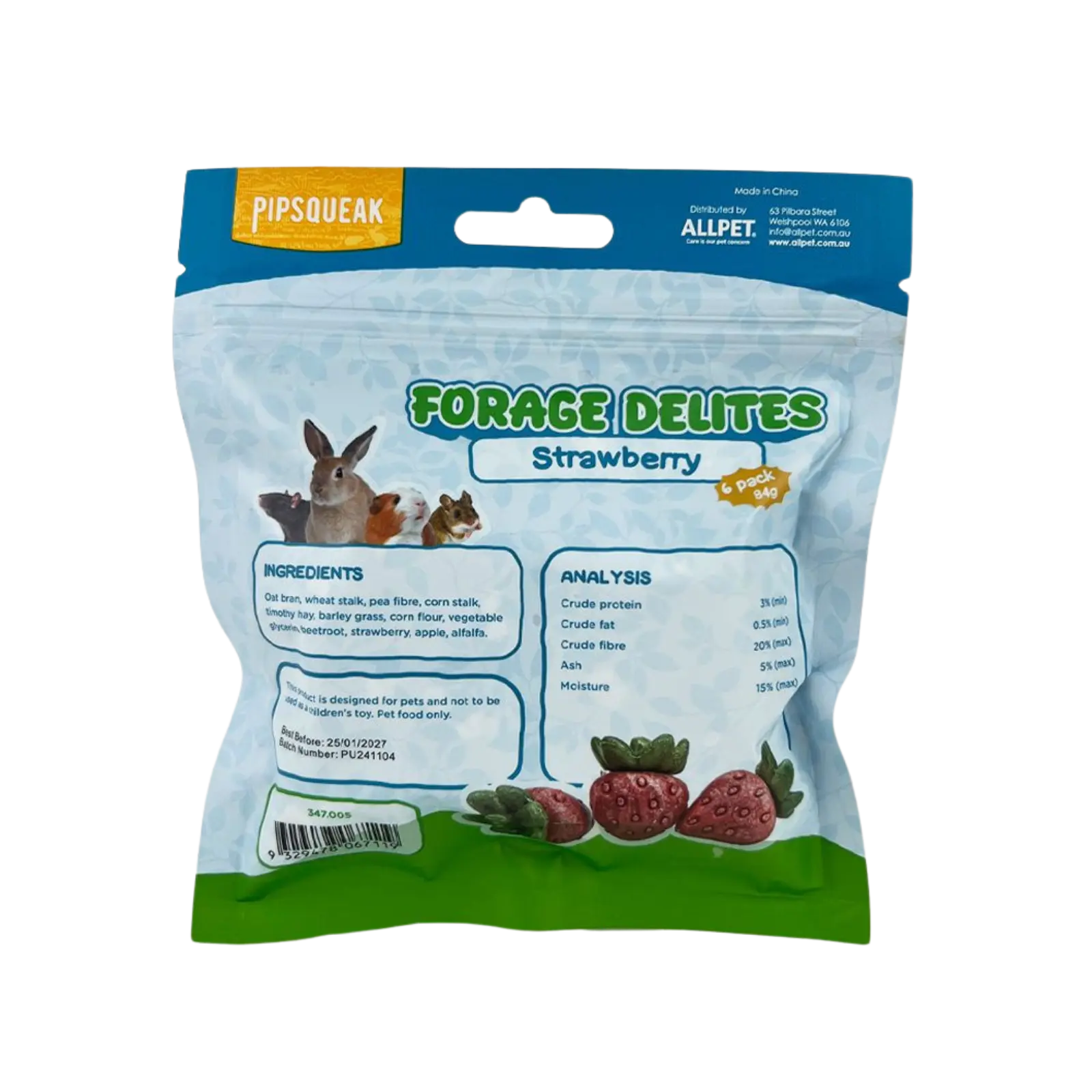 Pipsqueak Forage Delites Strawberry 6 pack PipSqueak