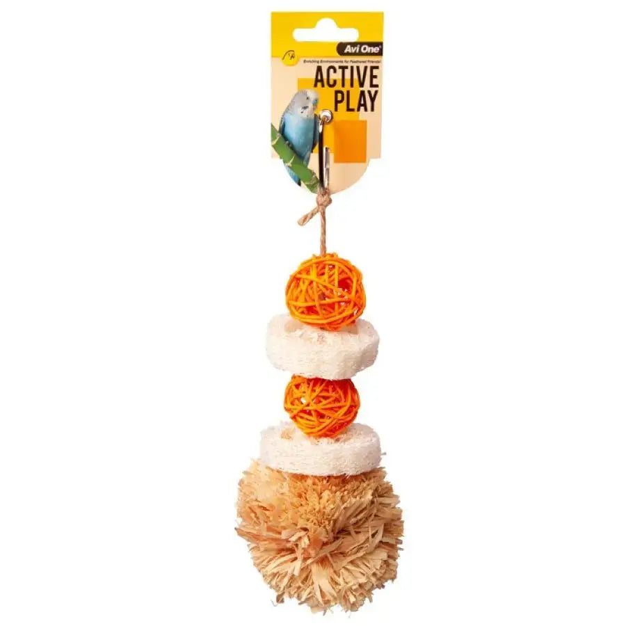 PomPom with Rattan Ball And Loofa Bird Toy Avi One