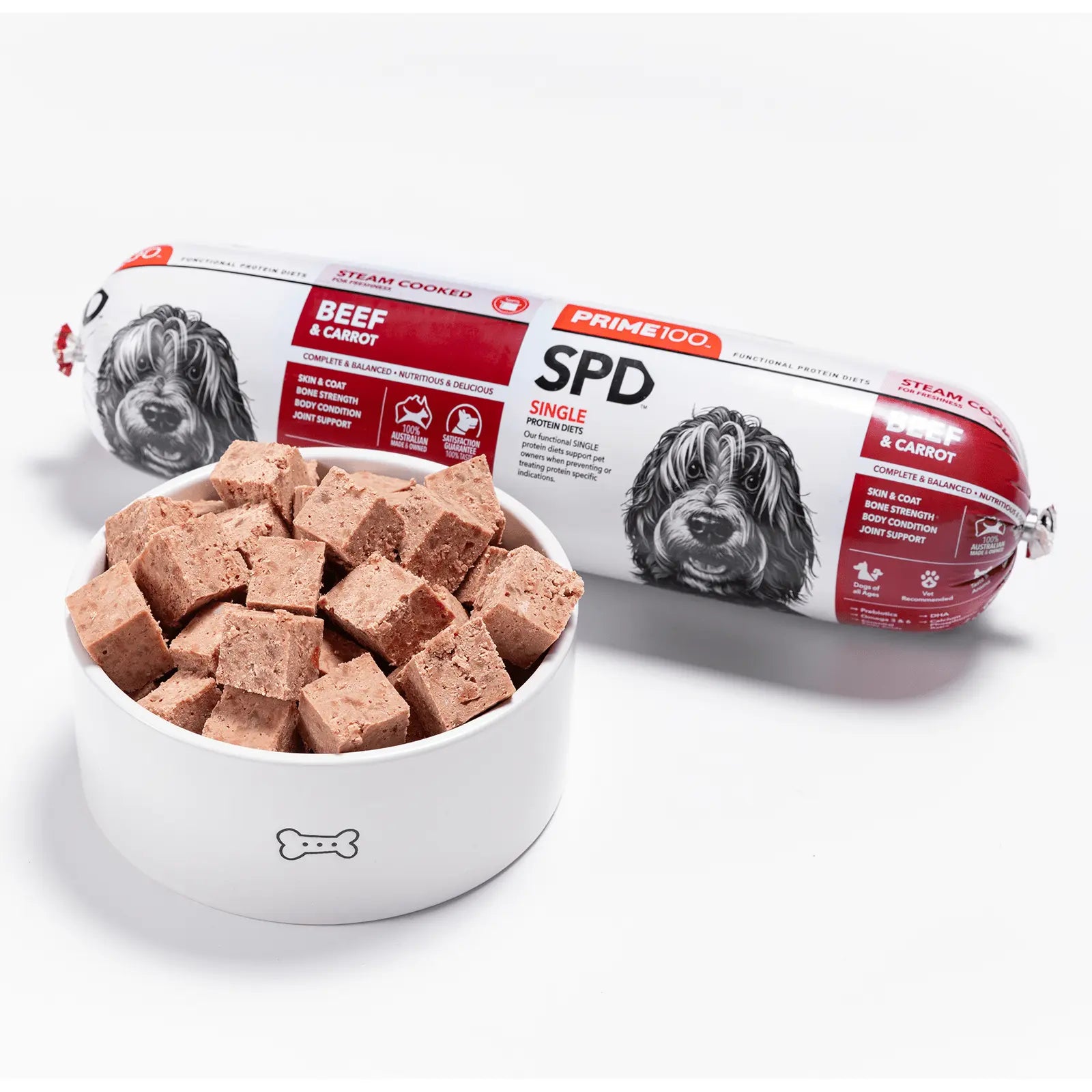 Prime100 Dog Food Roll SPD Beef & Carrot 2kg - Kellyville Pets