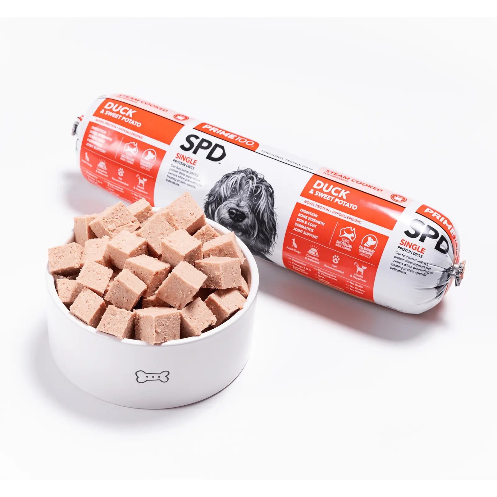 Prime100 Dog Food Roll SPD Duck & Sweet Potato - Kellyville Pets