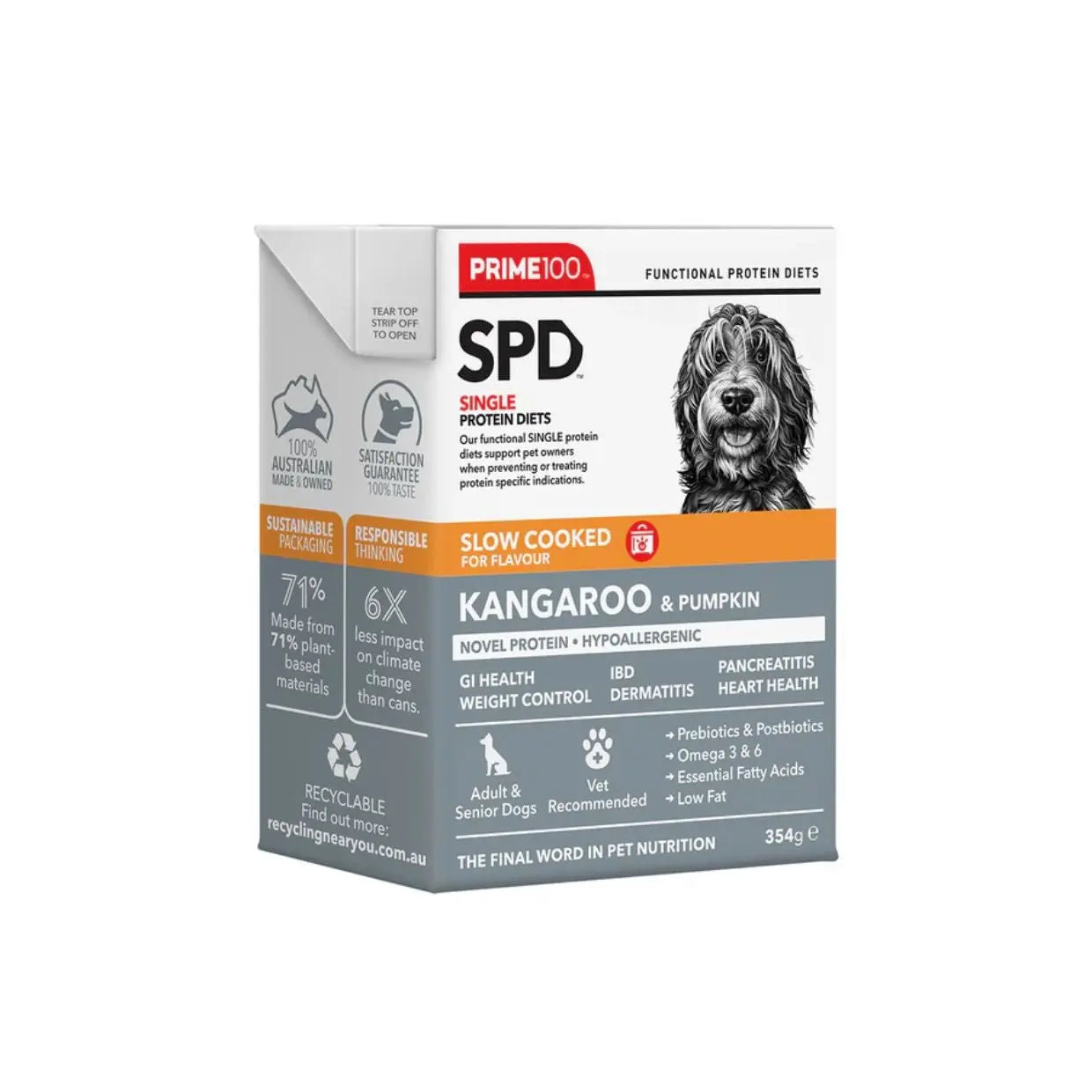 Prime100 SPD Slow Cooked Kangaroo & Pumpkin 354g - Kellyville Pets