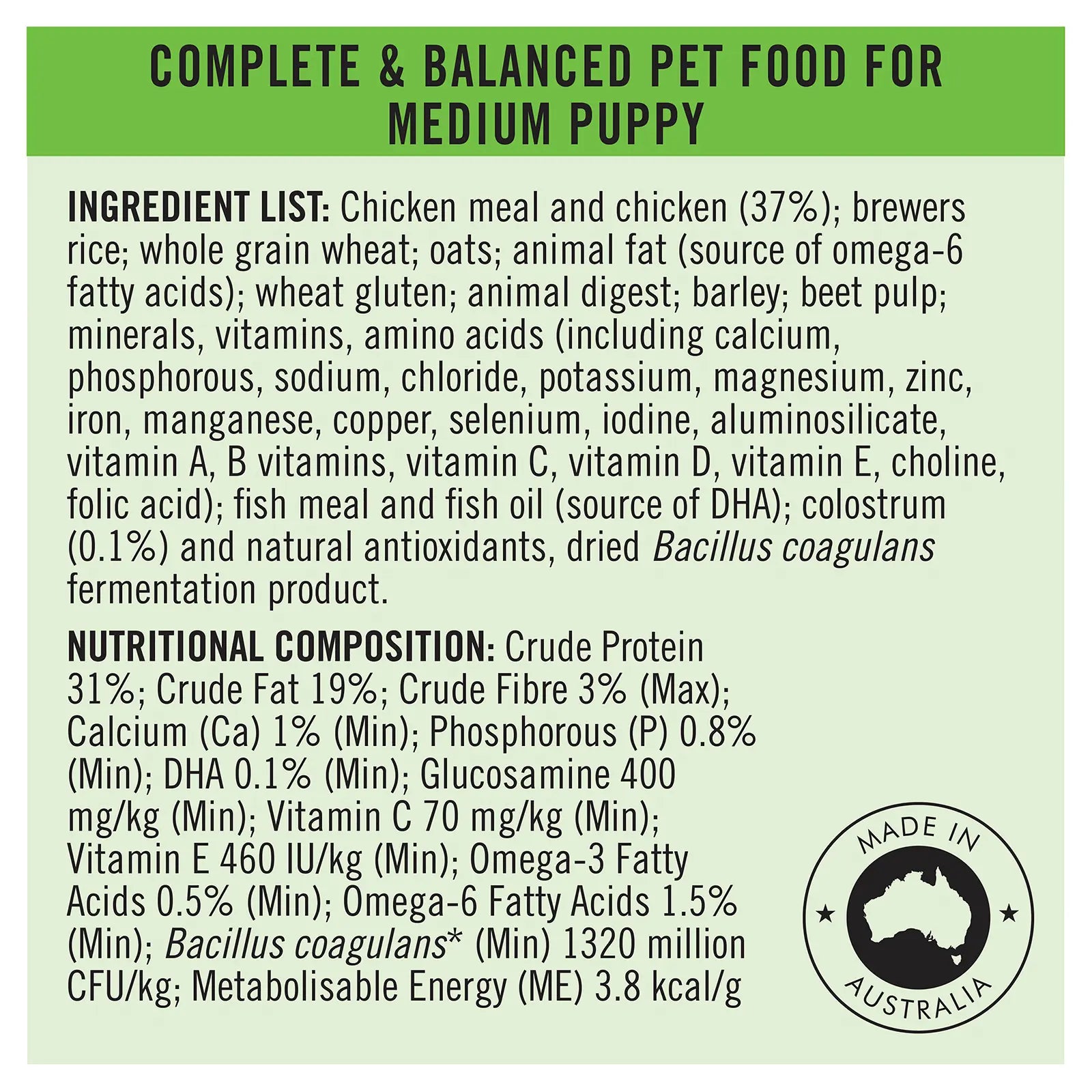 Pro Plan Dog Food Puppy Medium Breed Chicken - Kellyville Pets