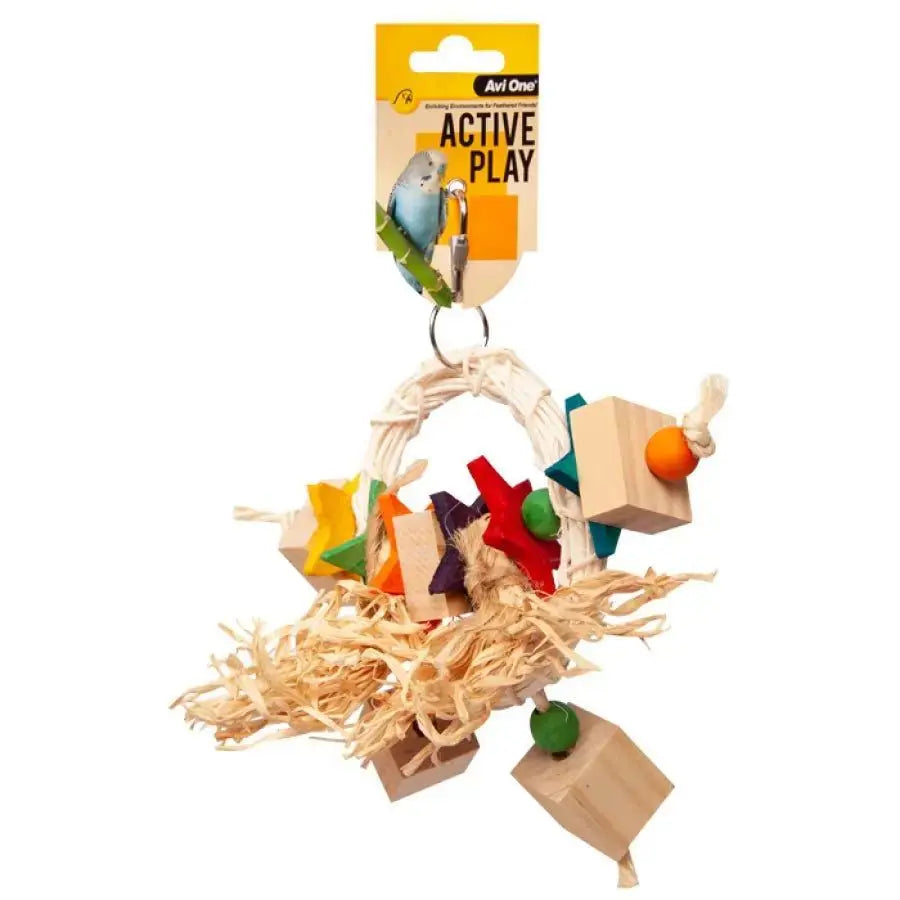 Rattan Hoop with Beads Stars and Blocks Bird Toy Avi One