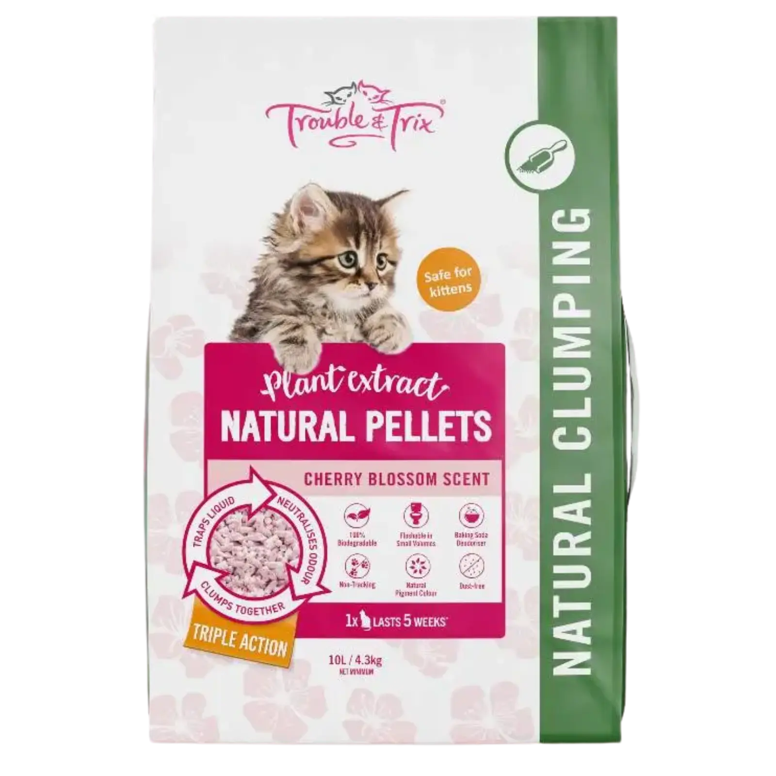 Trouble & Trix Clumping Cat Litter Natural Cherry Blossom 10L Trouble & Trix