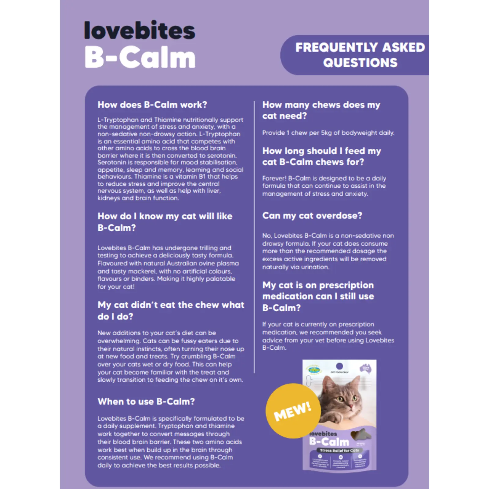 Vetafarm Lovebites B-Calm Chews for Cats 60 Pack Vetafarm