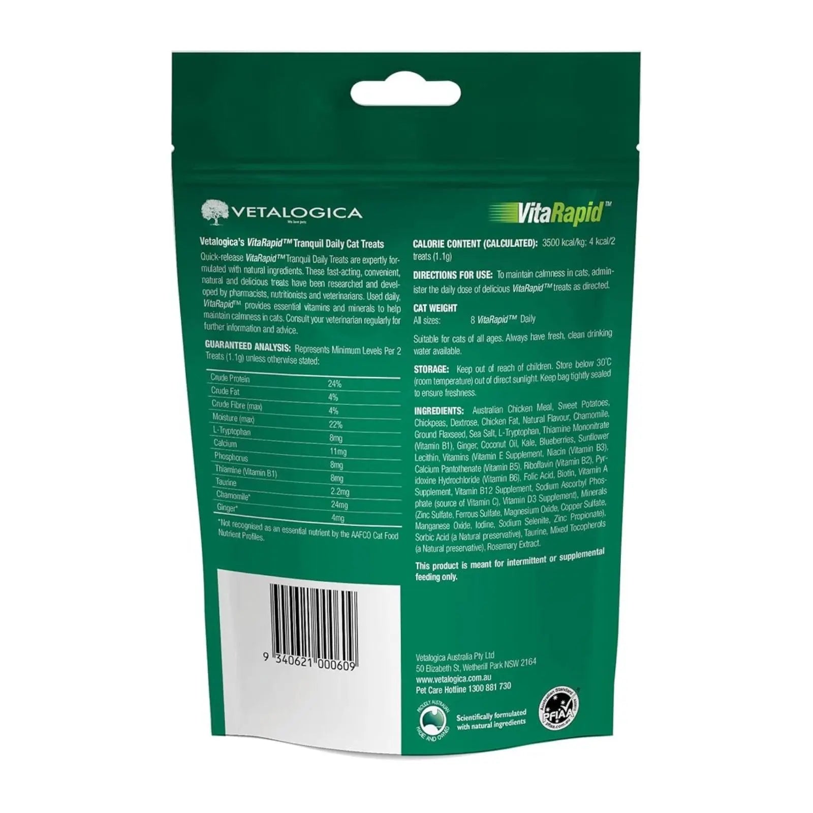 Vetalogica VitaRapid Tranquil Daily Cat Treats 100g Vetalogica
