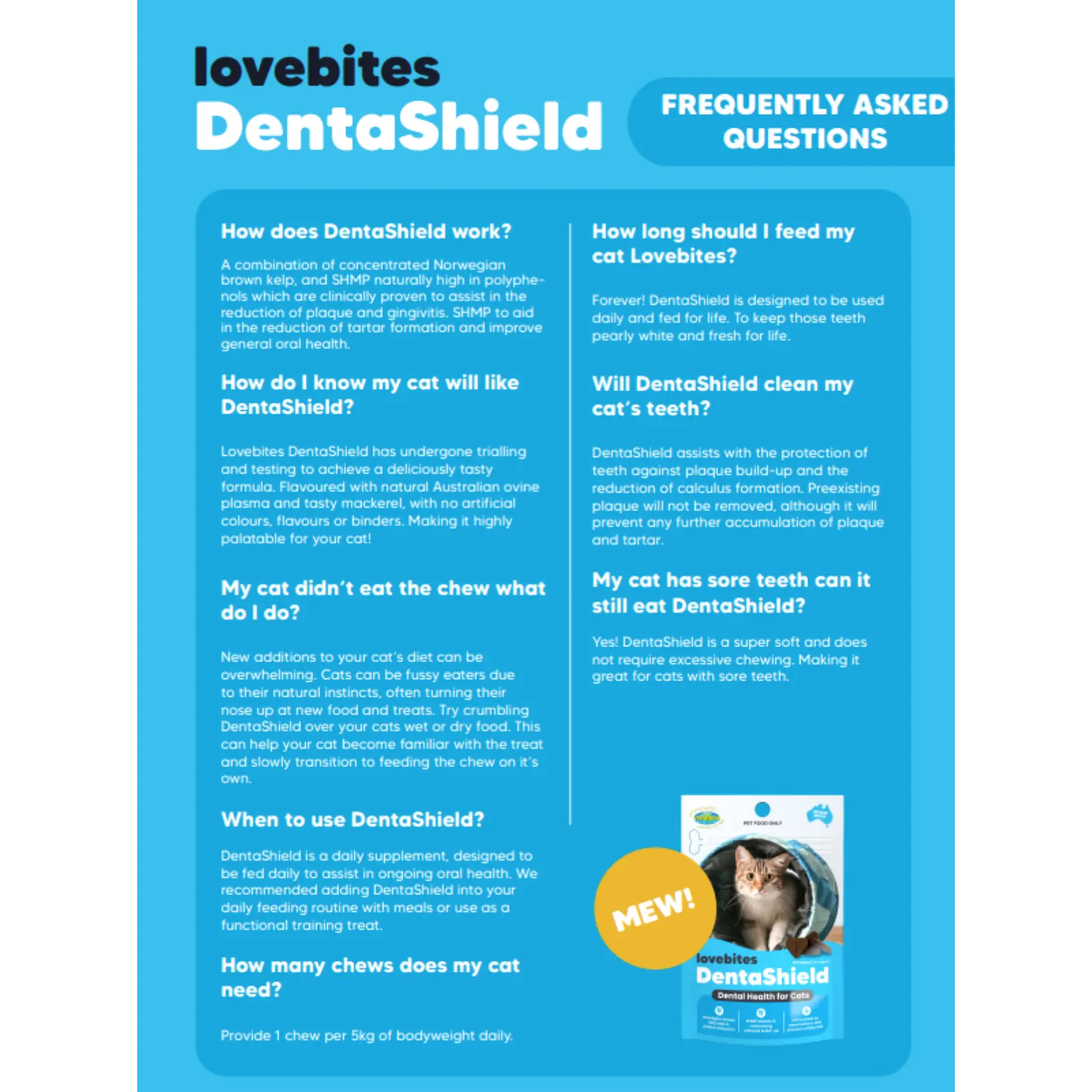 Vetfarm Lovebites DentaShield Chews for Cats 60 Pack Vetafarm