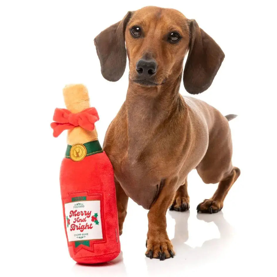 Xmas Merry & Bright Chompagne Dog Toy Fuzzyard