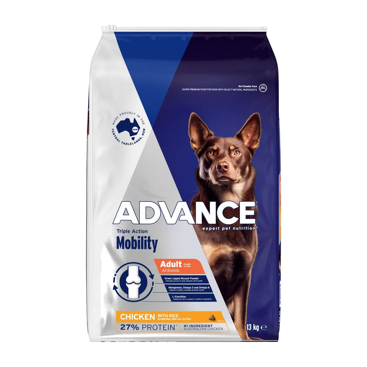 Advance Dog Food Adult Mobility All Breeds Chicken and Rice - 13kg