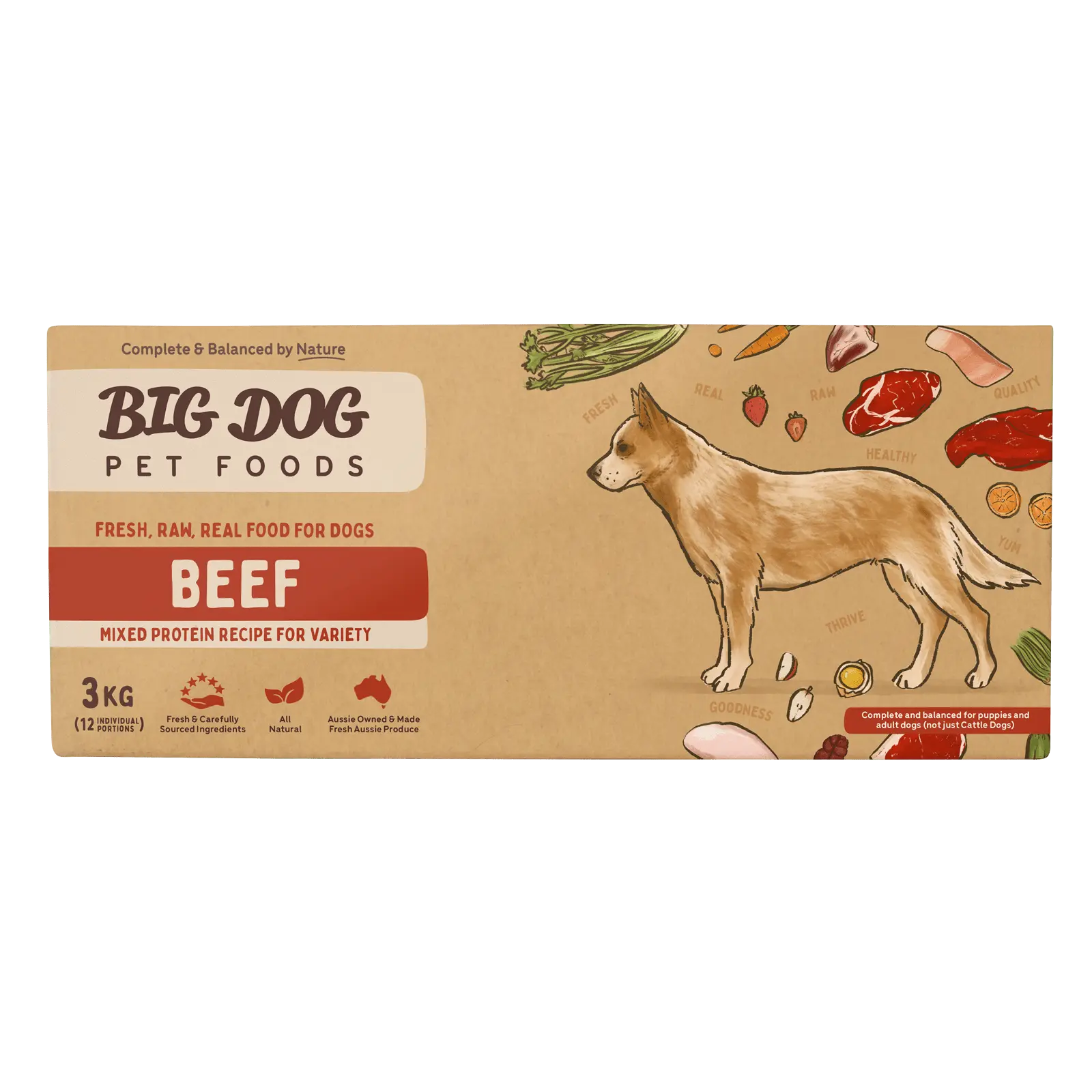 Big Dog Raw Dog Food Beef 3kg 12pk - Kellyville Pets