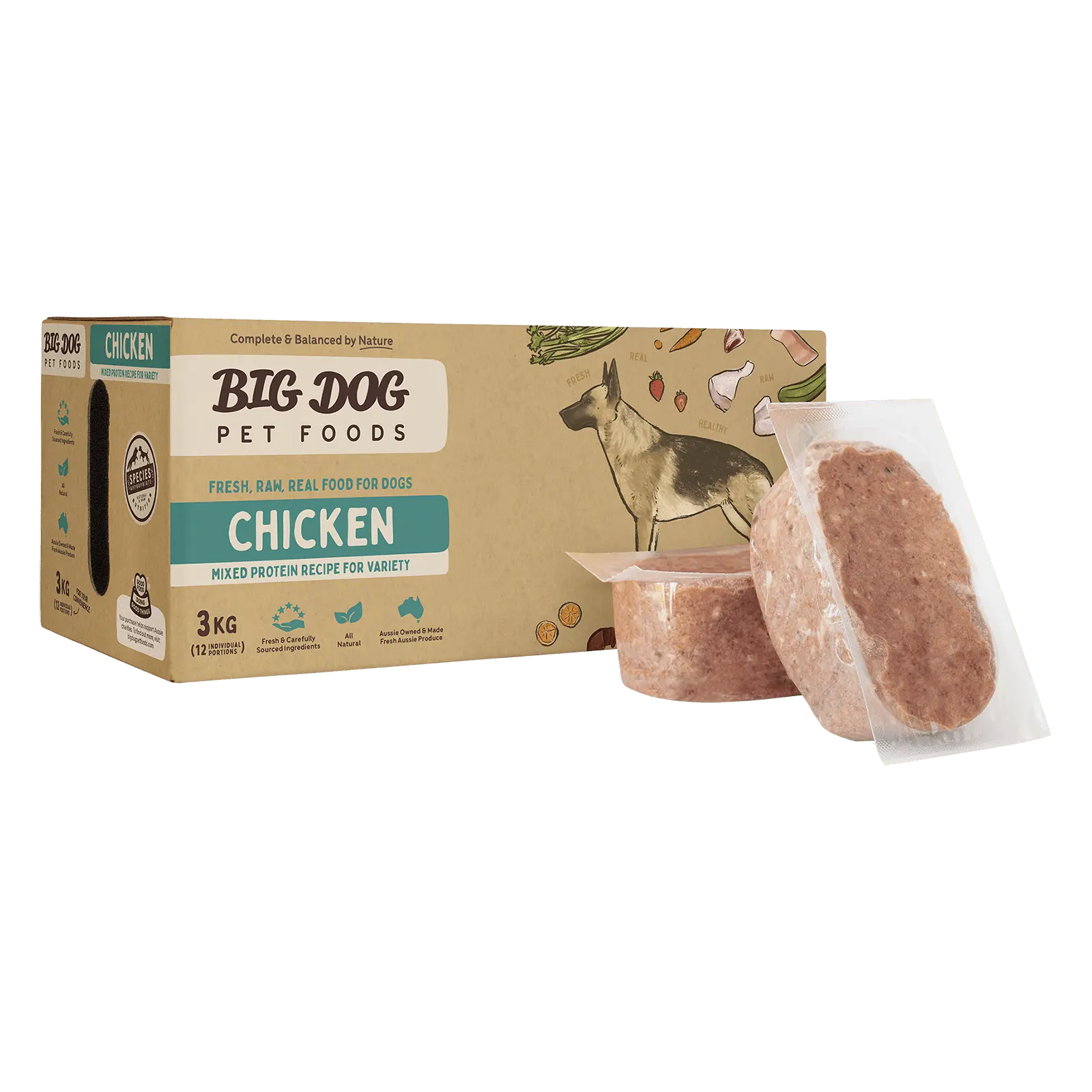 Big Dog Raw Dog Food Chicken 3kg 12pk - Kellyville Pets