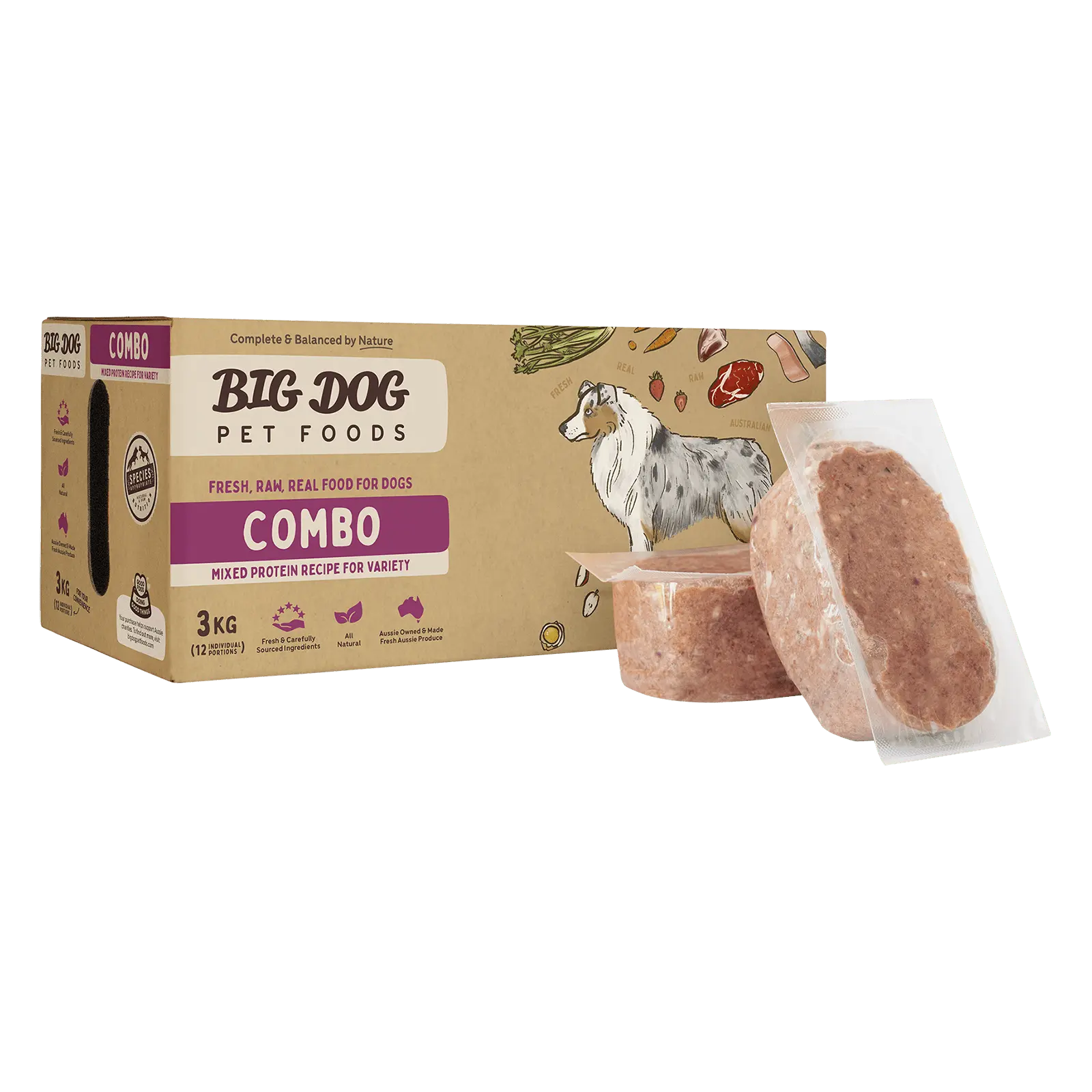 Big Dog Raw Dog Food Combo 3kg 12pk - Kellyville Pets