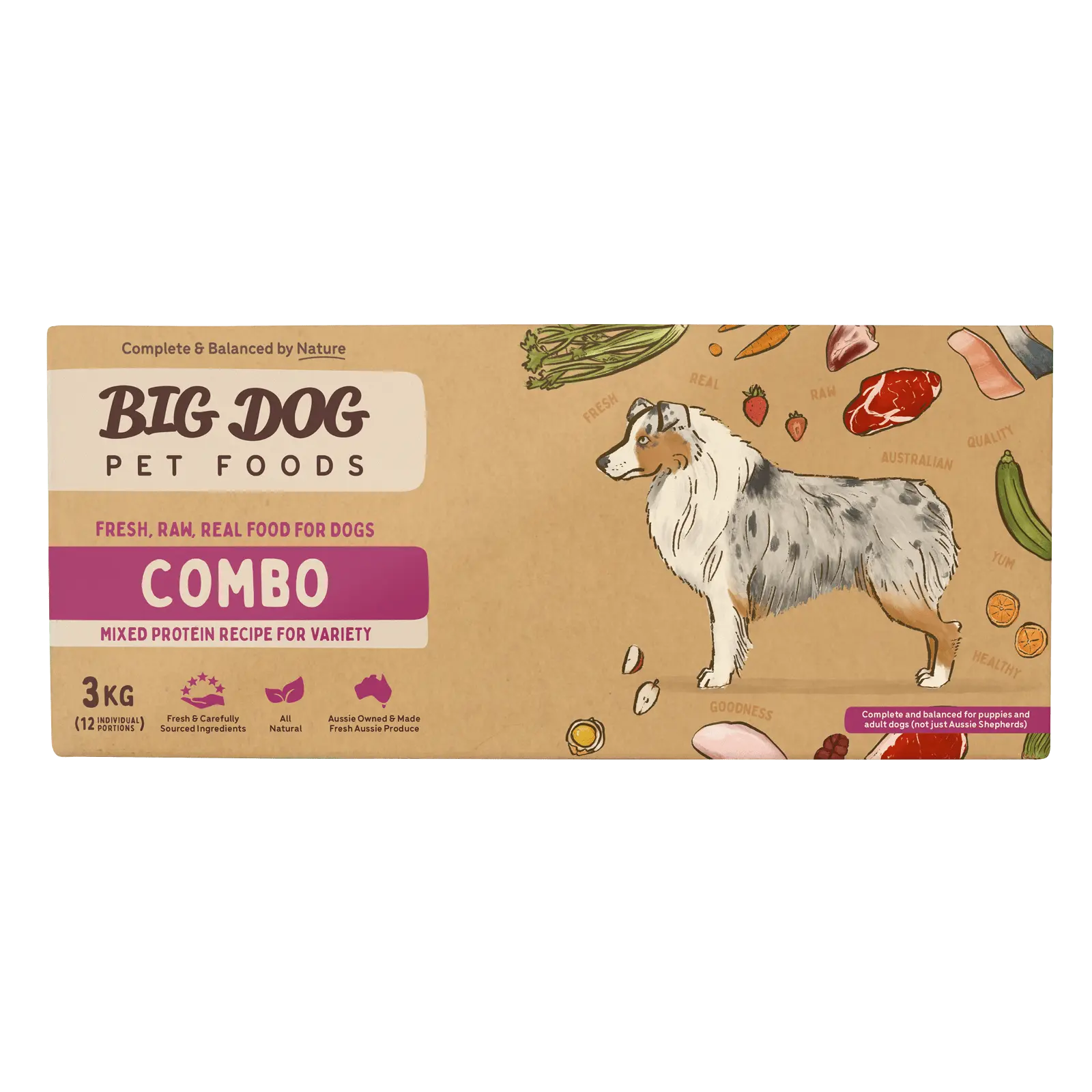 Big Dog Raw Dog Food Combo 3kg 12pk - Kellyville Pets