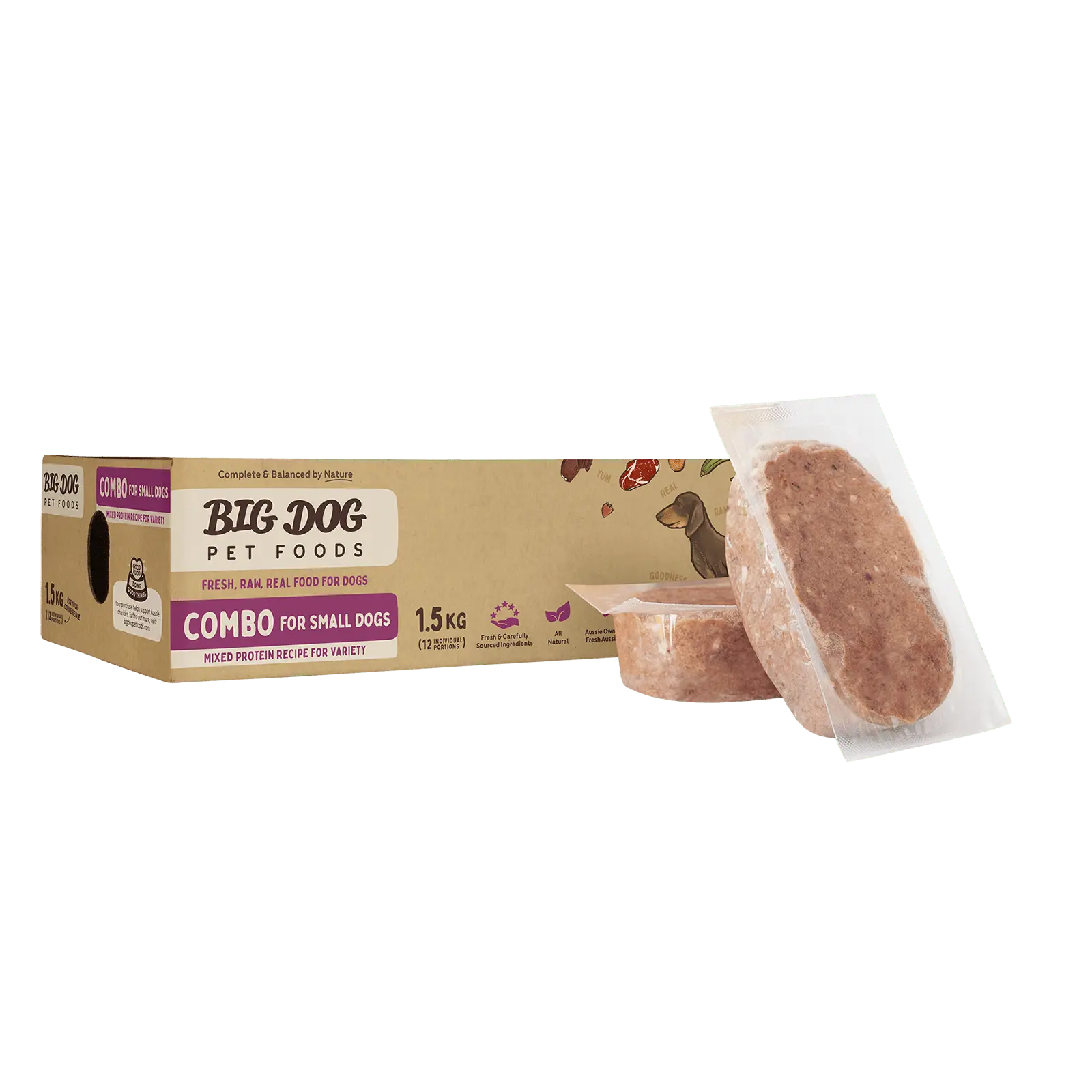 Big Dog Raw Dog Food Combo Small Breed 1.5kg 12pk - Kellyville Pets
