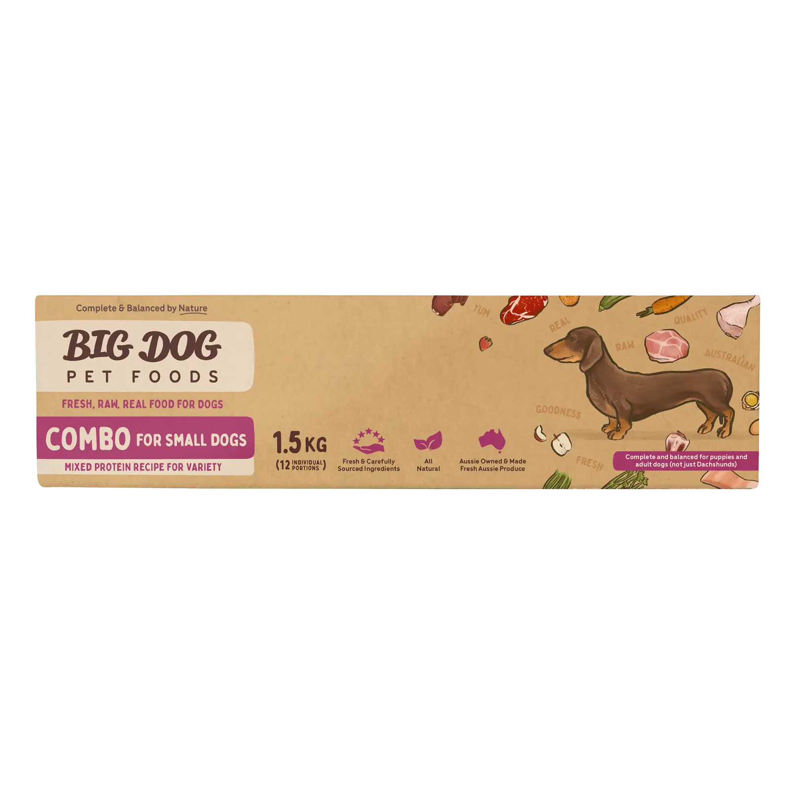 Big Dog Raw Dog Food Combo Small Breed 1.5kg 12pk - Kellyville Pets
