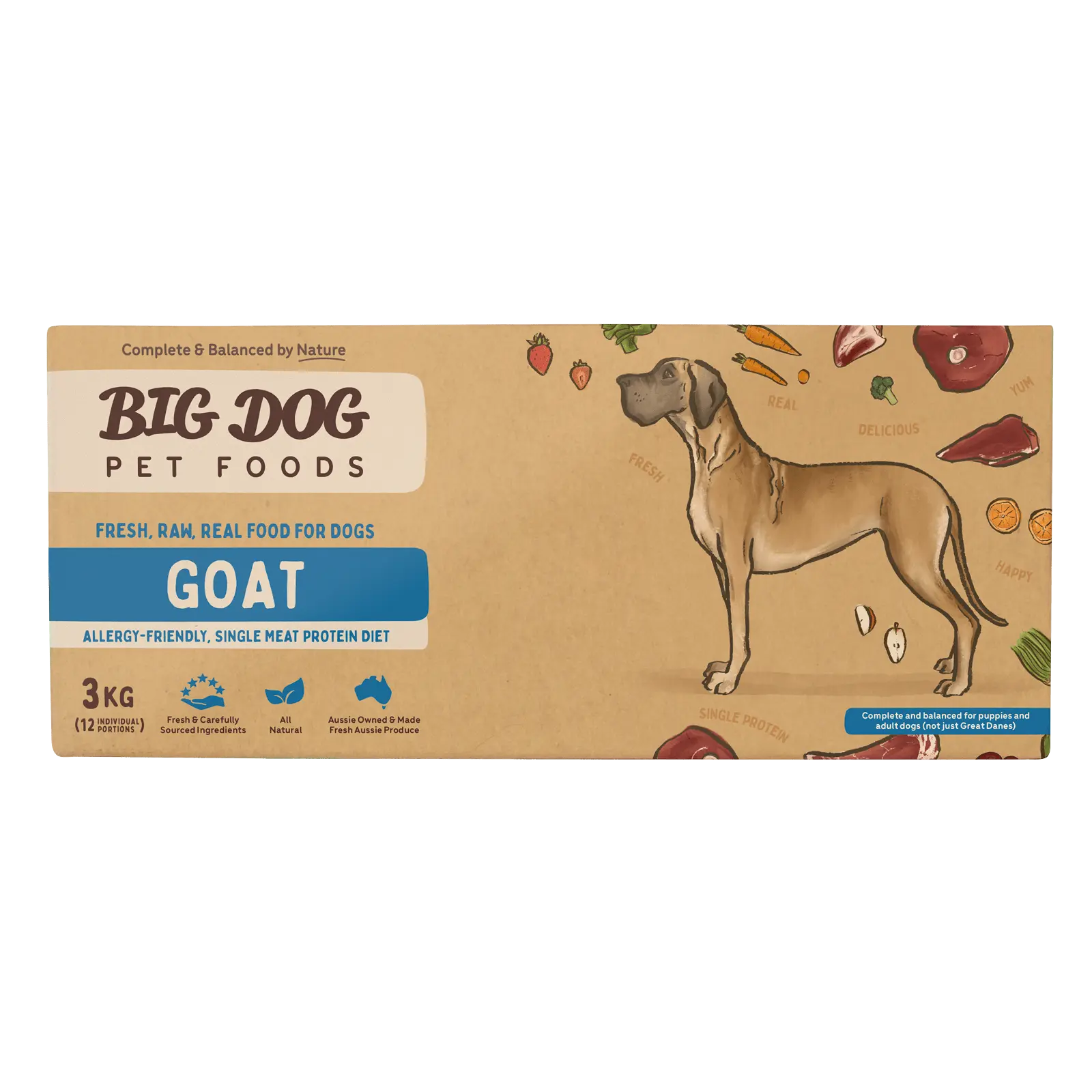 Big Dog Raw Dog Food Goat 3kg 12pk - Kellyville Pets