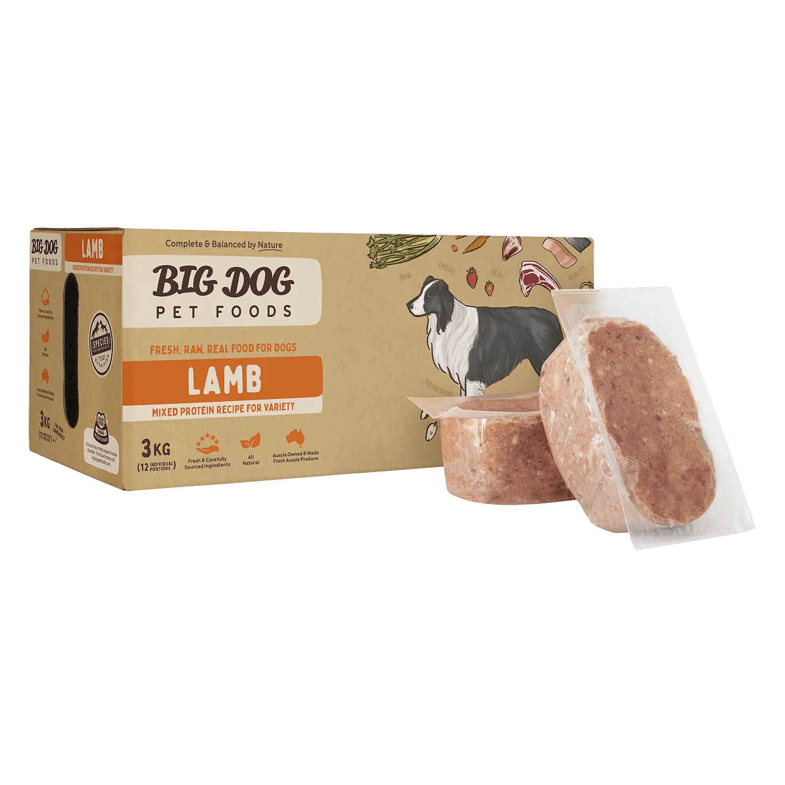 Big Dog Raw Dog Food Lamb 3kg 12pk - Kellyville Pets