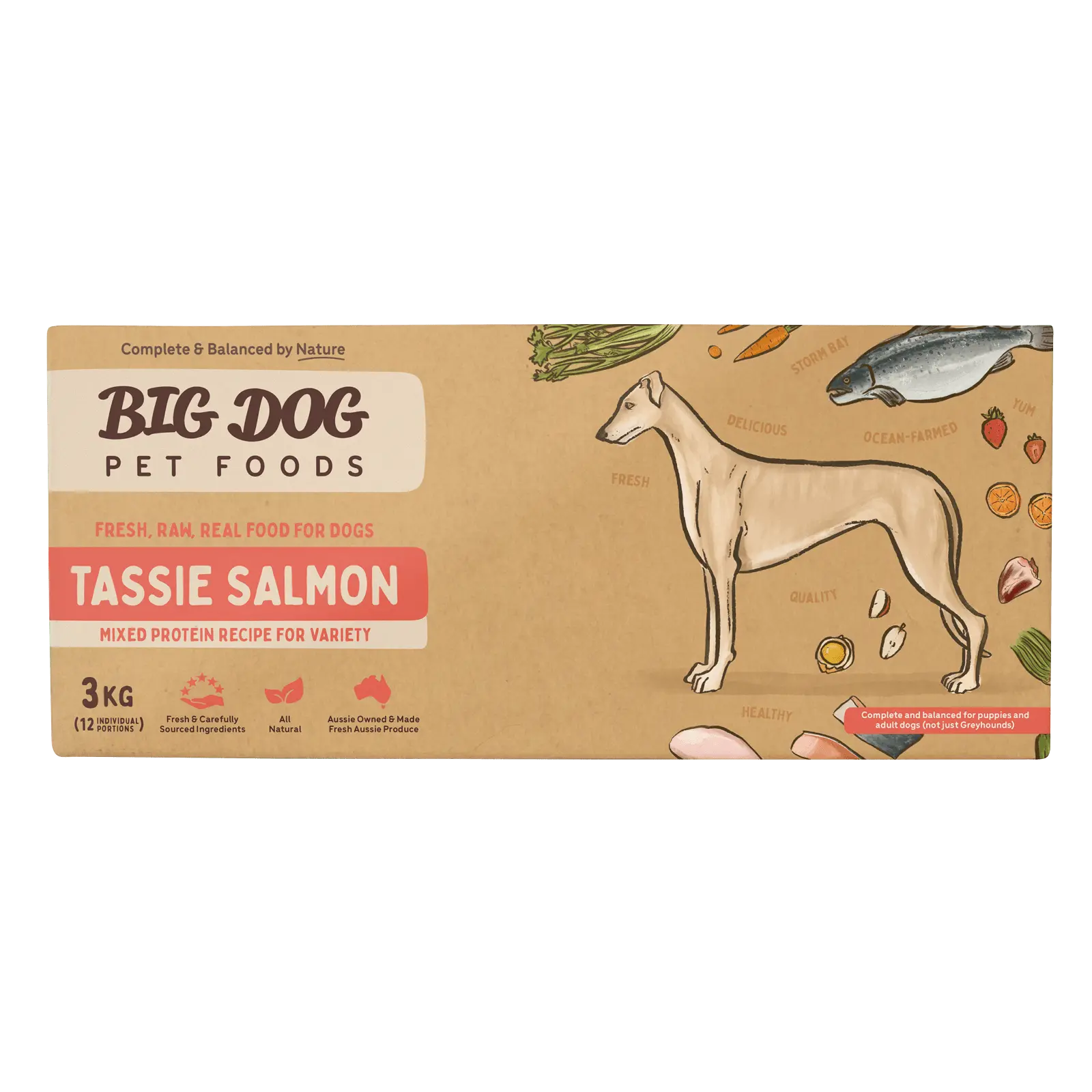 Big Dog Raw Dog Food Tasmanian Salmon 3kg 12pk - Kellyville Pets