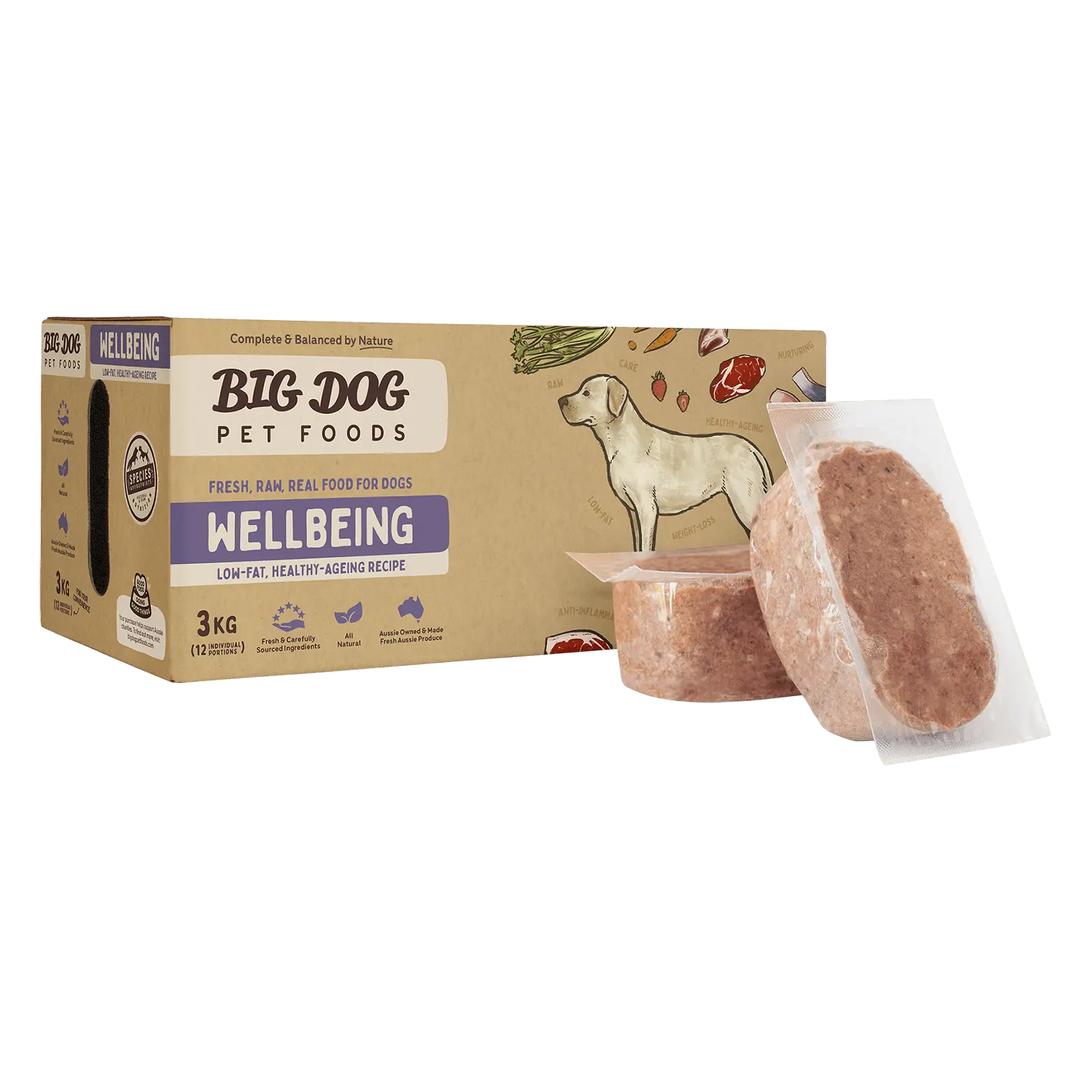 Big Dog Raw Dog Food Wellbeing 3kg 12pk - Kellyville Pets