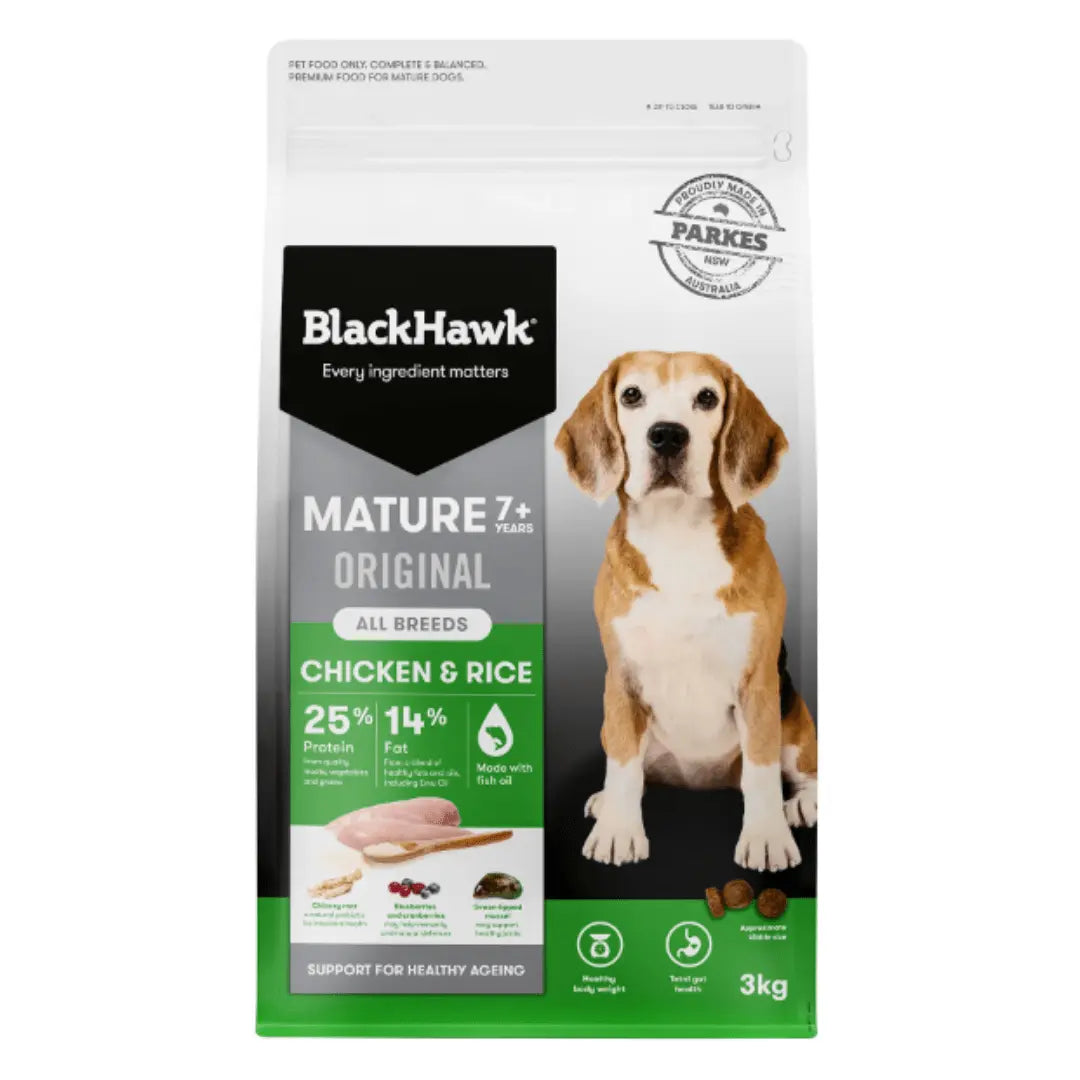Black Hawk Dog Food Mature Chicken & Rice - Kellyville Pets