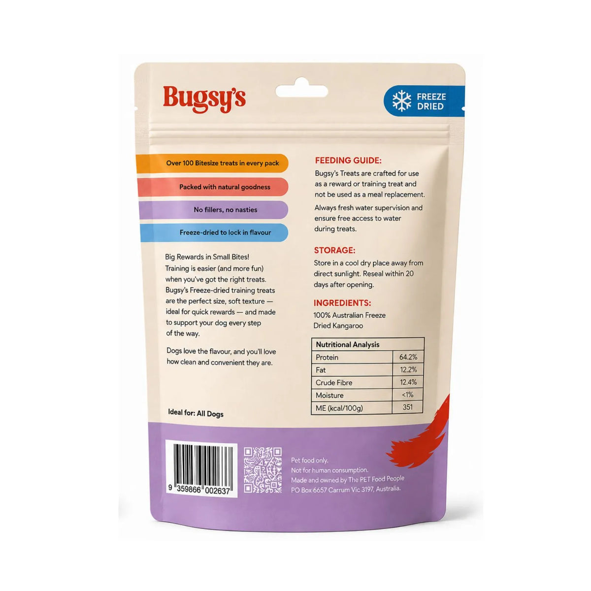 Bugsy's Freeze-Dried Roo Training Treats - 70g