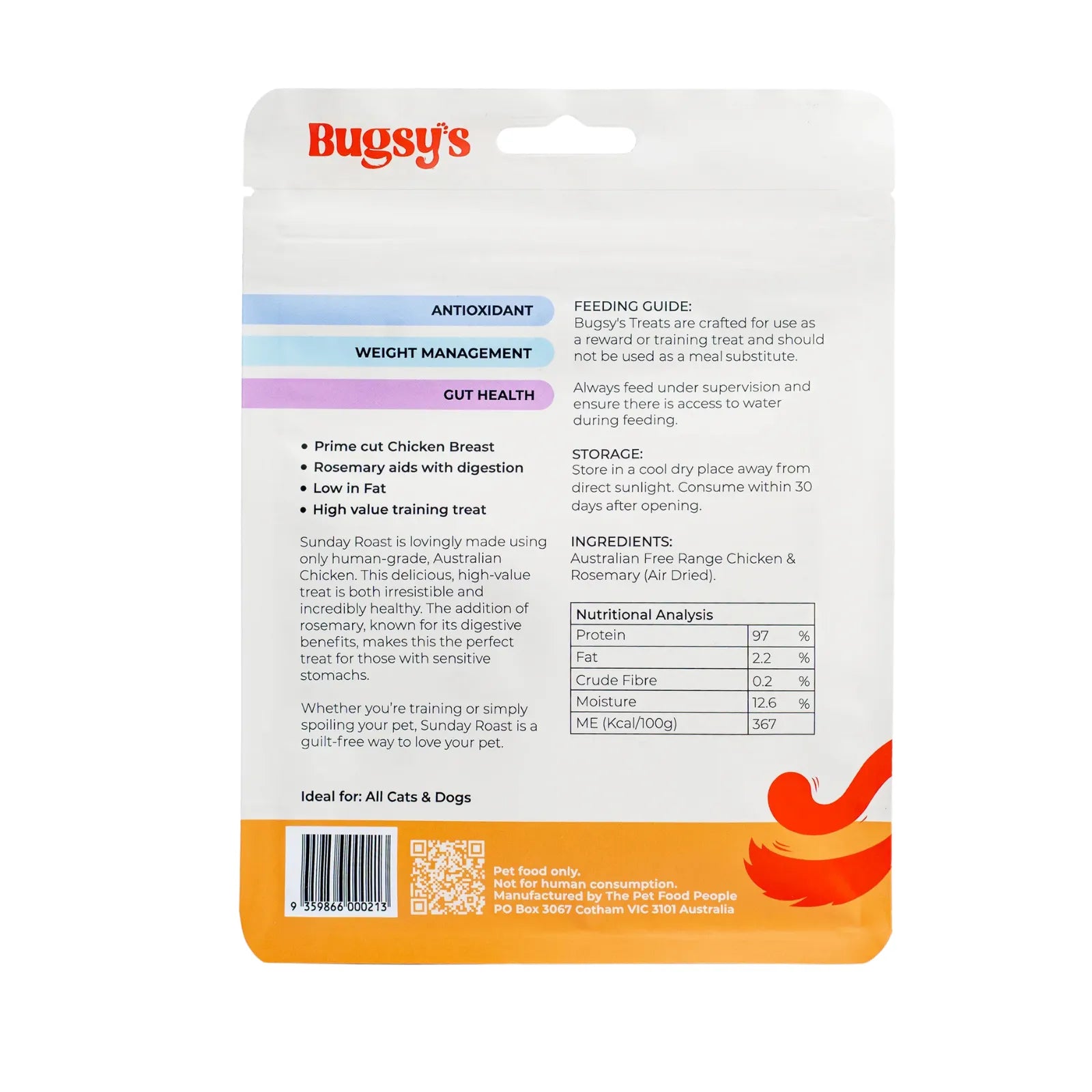 Bugsy's Sunday Roast Chicken & Rosemary Dog & Cat Treat - 80g