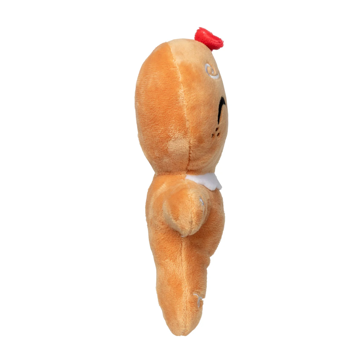 A plushFuzzYard Doughlilia gingerbread Christmas dog toy, shown from the side on a plain white background. The toy is light brown with a small red bow on its head, a white collar, and embroidered facial features.