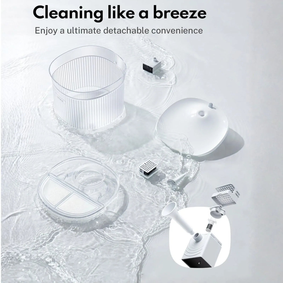 Homerunpet Wireless Pet Water Fountain - White