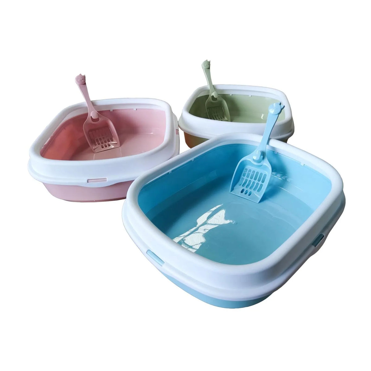iPetz Litter Tray With Lip & Scoop - Mixed Colours
