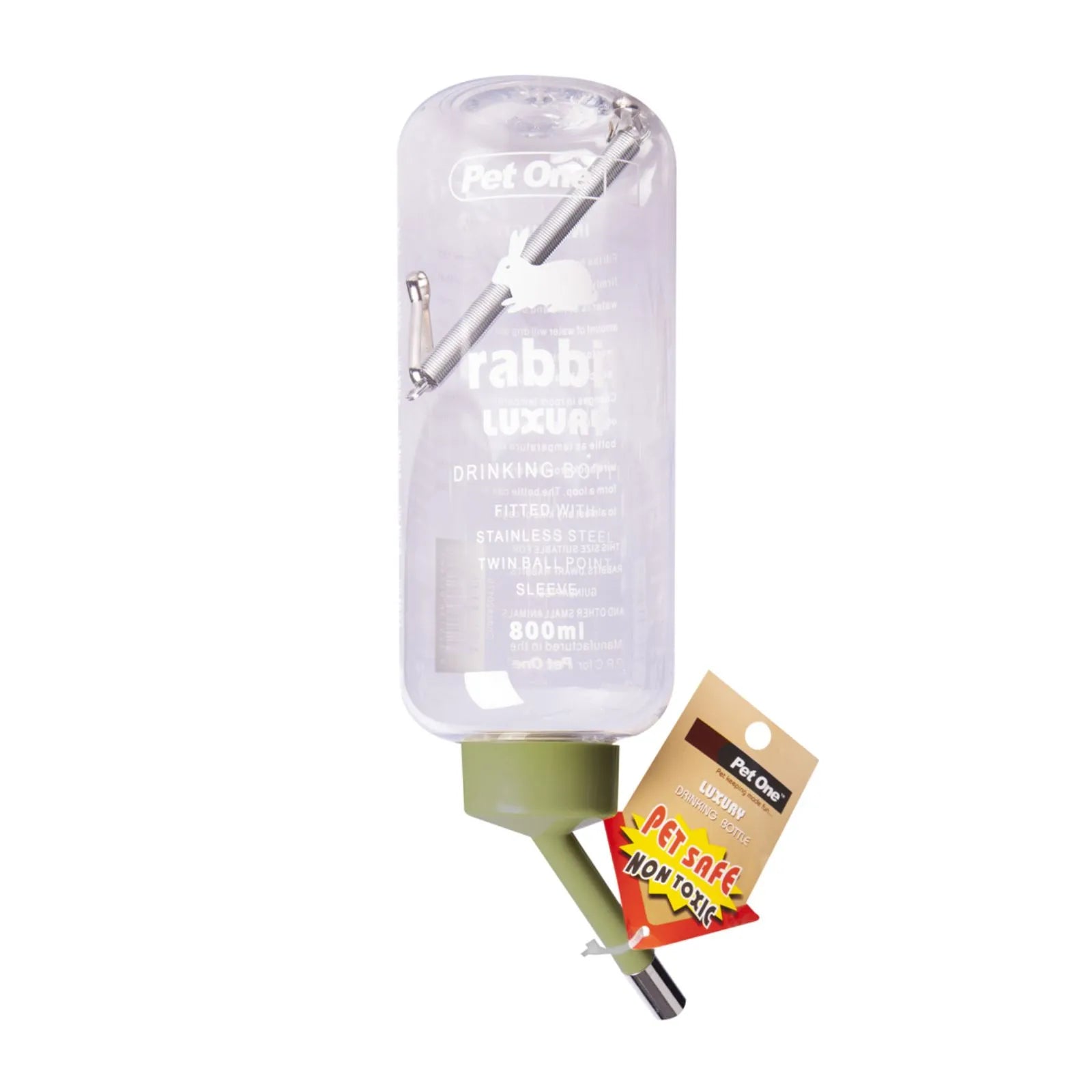 Pet One Jumbo 800mL Water Bottle for Rabbits and Small Animals with green nozzle