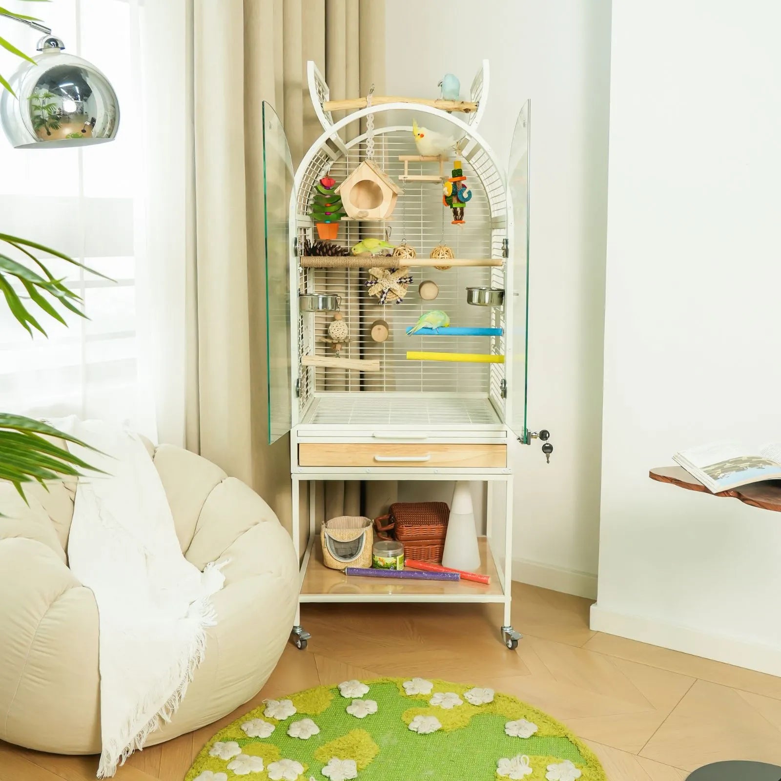 Petoria Aerie - Bird Enclosure with Shelf Storage