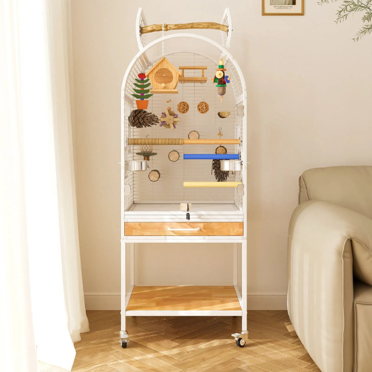 Petoria Aerie - Bird Enclosure with Shelf Storage