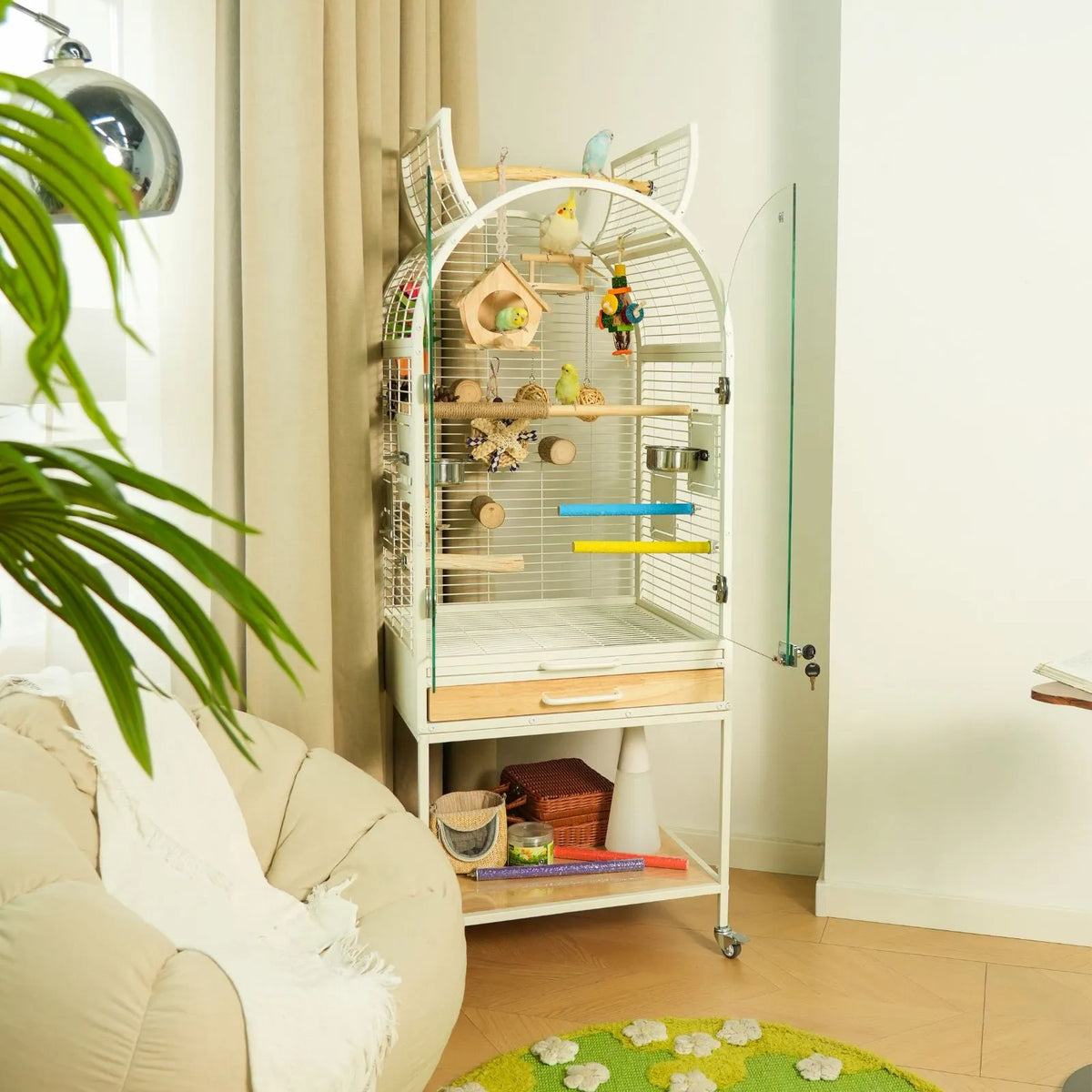 Petoria Aerie - Bird Enclosure with Shelf Storage